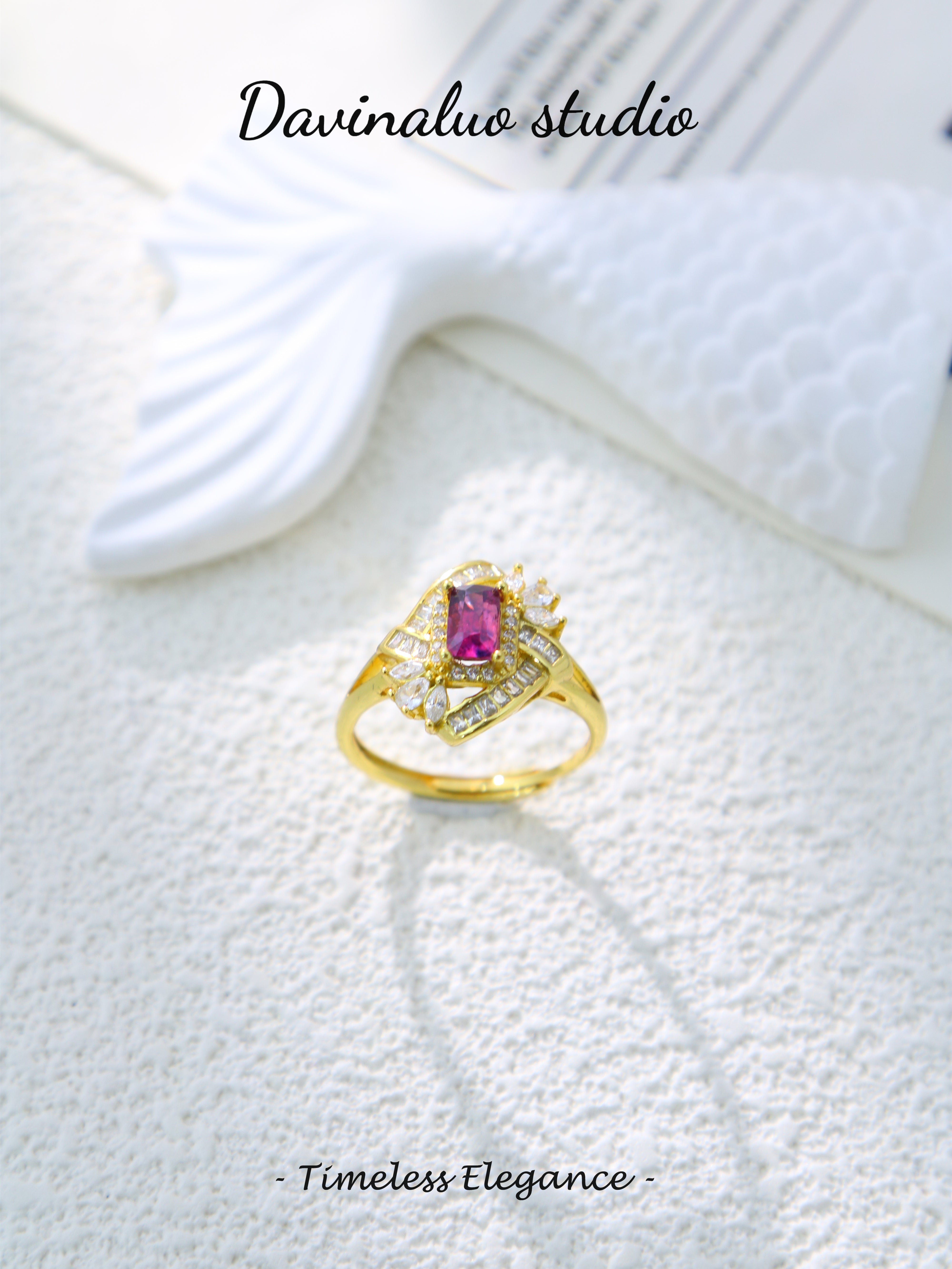 S925 Gold Classic Baguette Cut Sapphire Ring