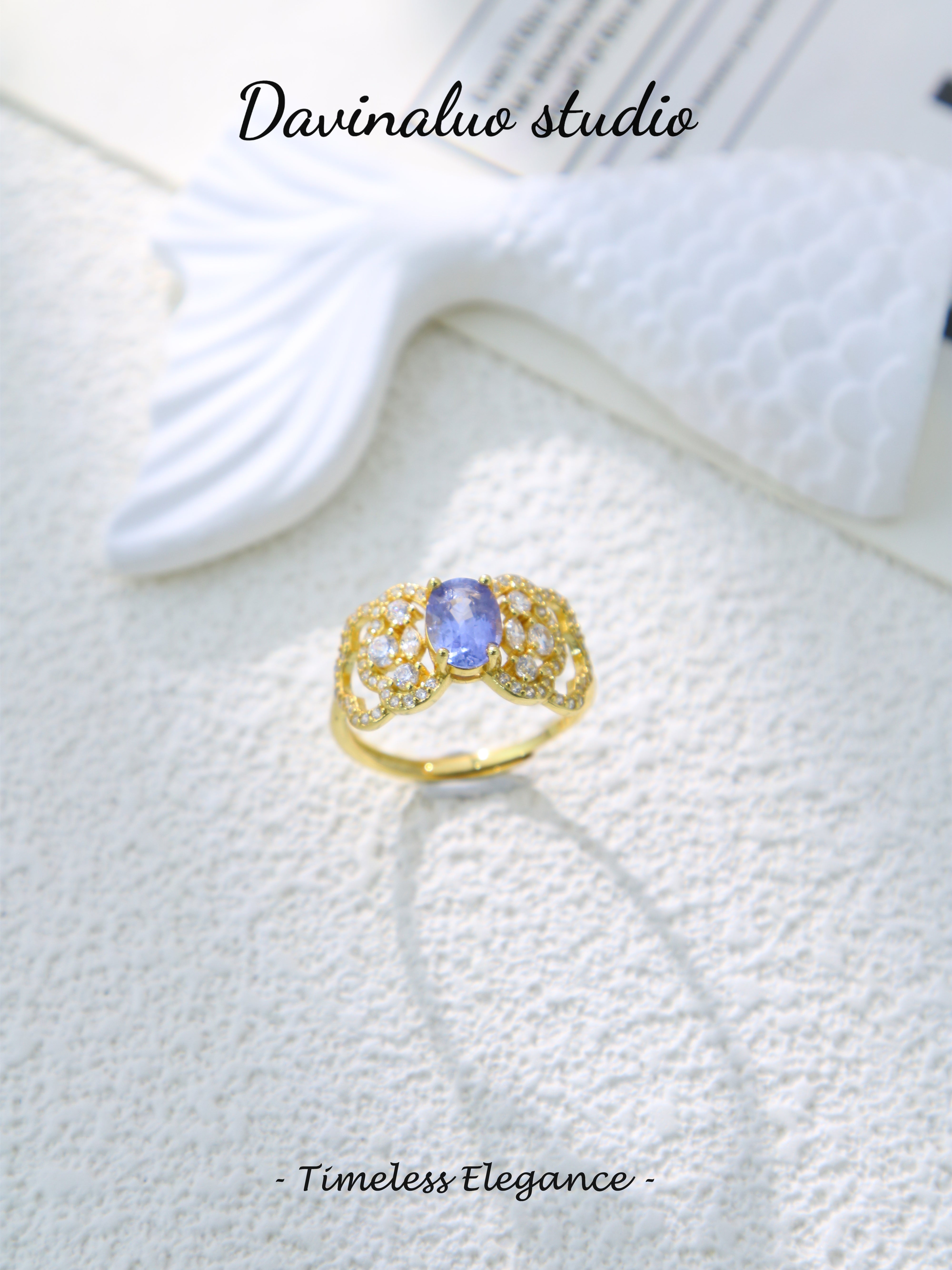 S925 Gold Simple Oval Cut Sapphire Ring