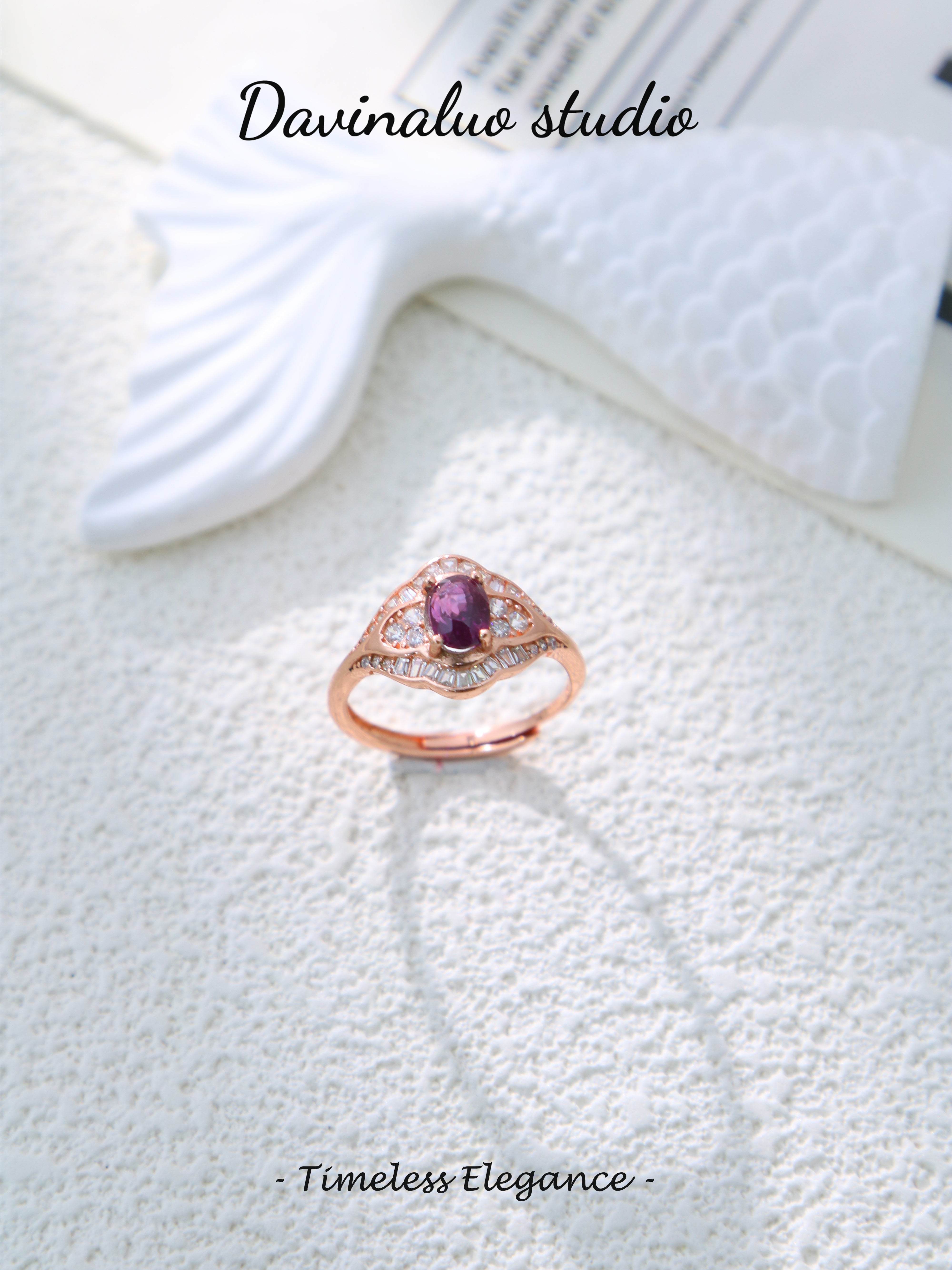 S925 Rose Gold Simple Oval Cut Sapphire Ring
