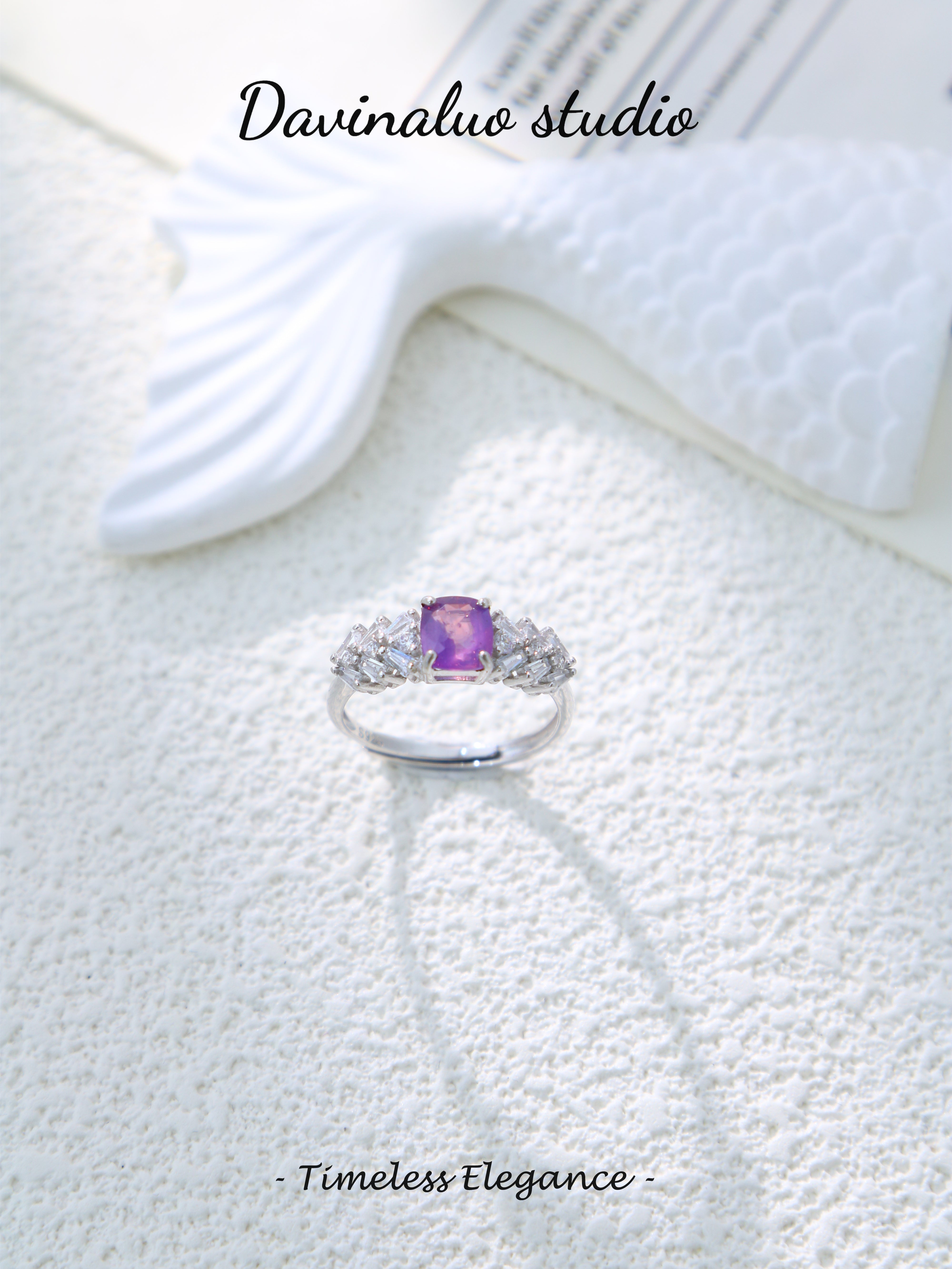 S925 Silver Classic Emerald Cut Sapphire Ring