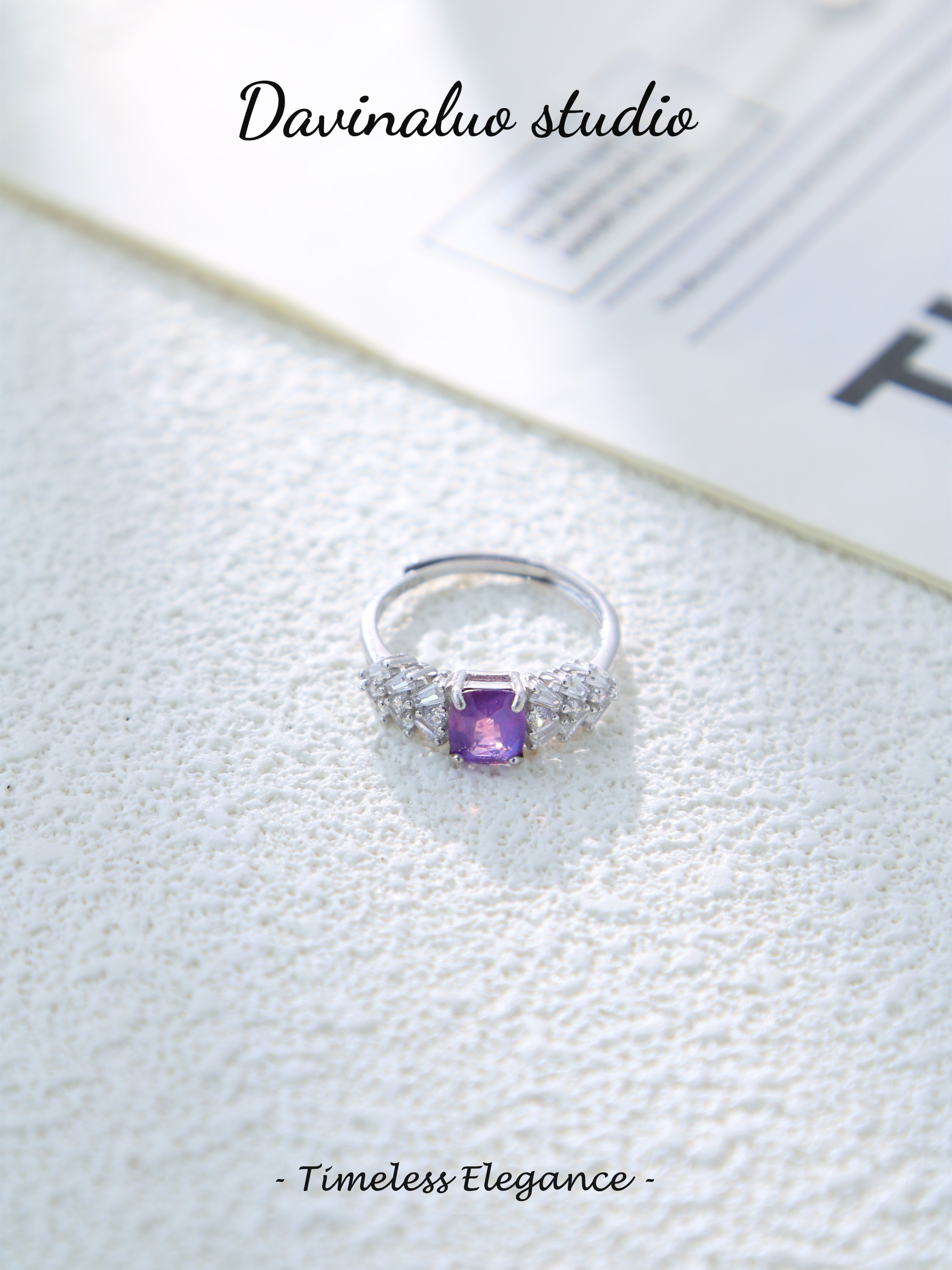 S925 Silver Classic Emerald Cut Sapphire Ring