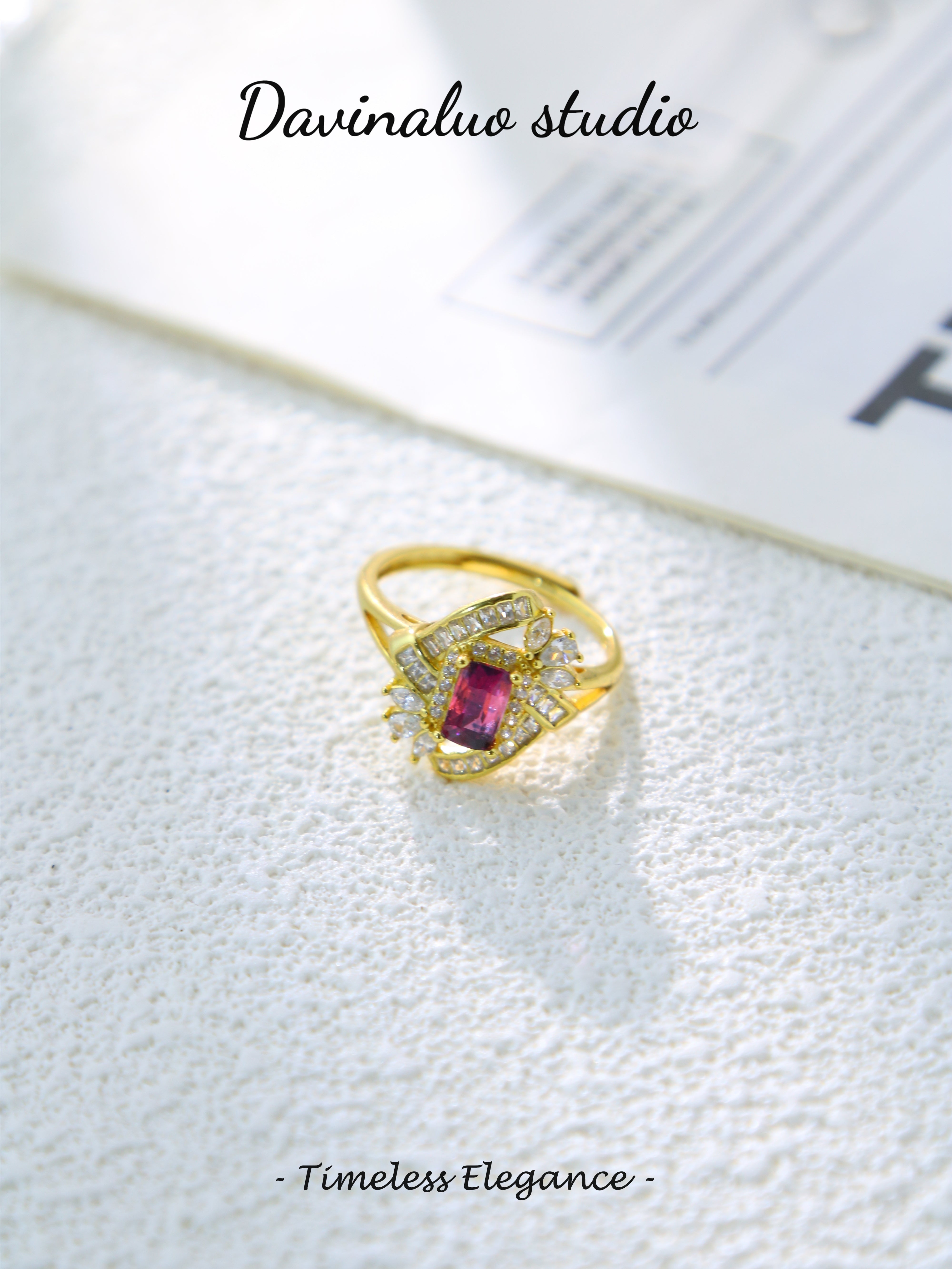 S925 Gold Classic Baguette Cut Sapphire Ring