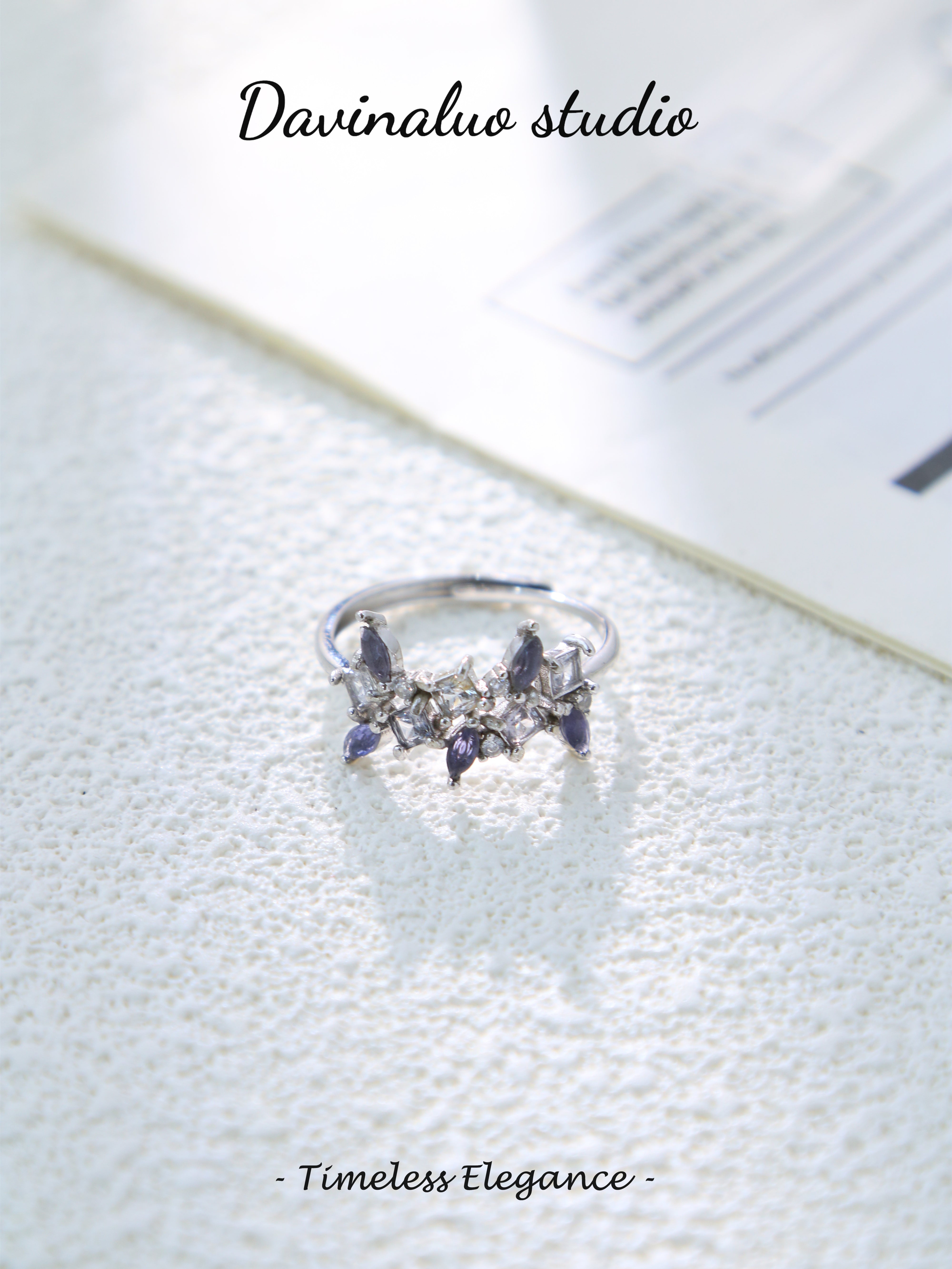 S925 Silver Classic Marquise Cut Iolite Ring