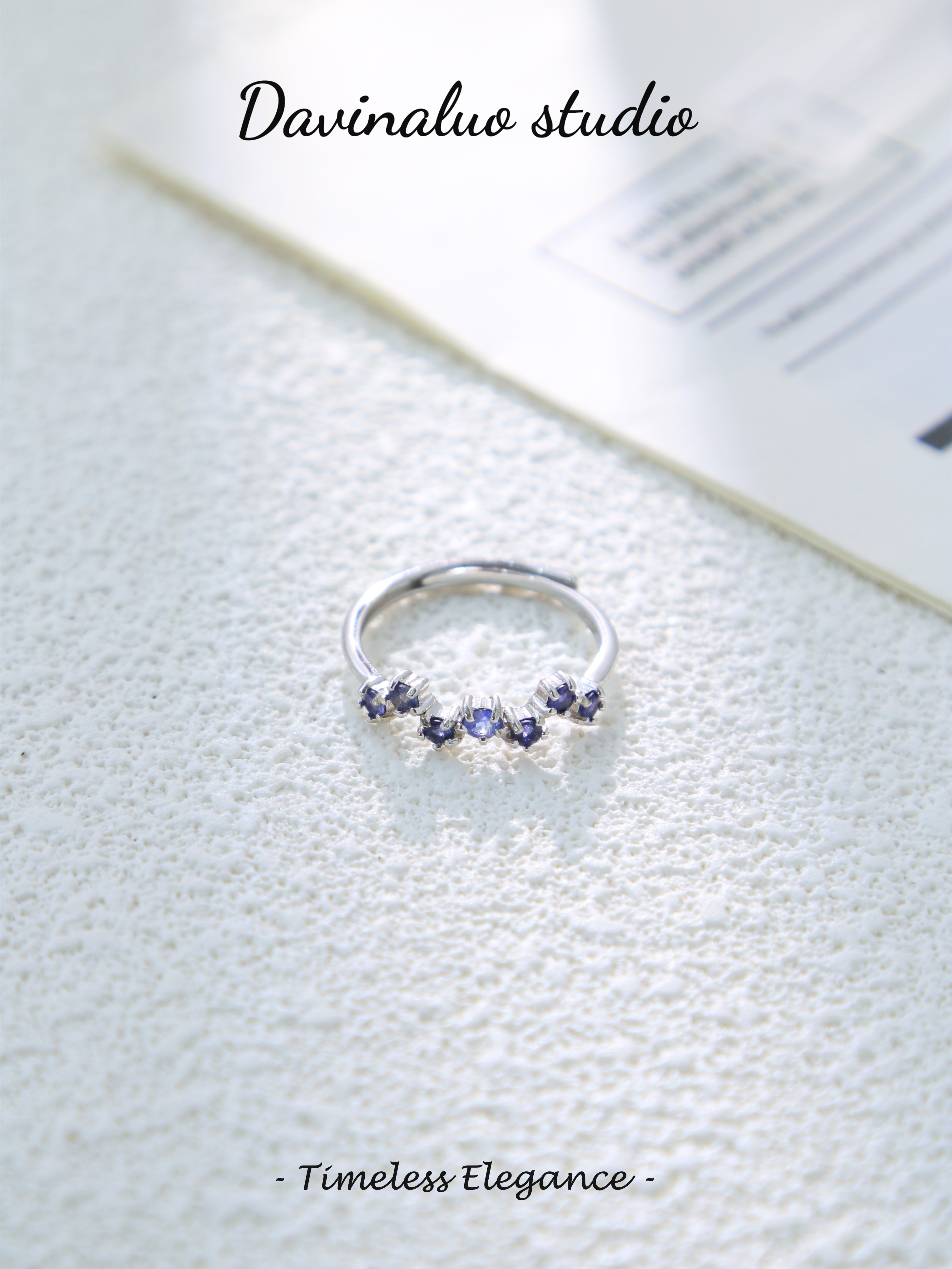 S925 Silver Classic Round Cut Iolite Ring