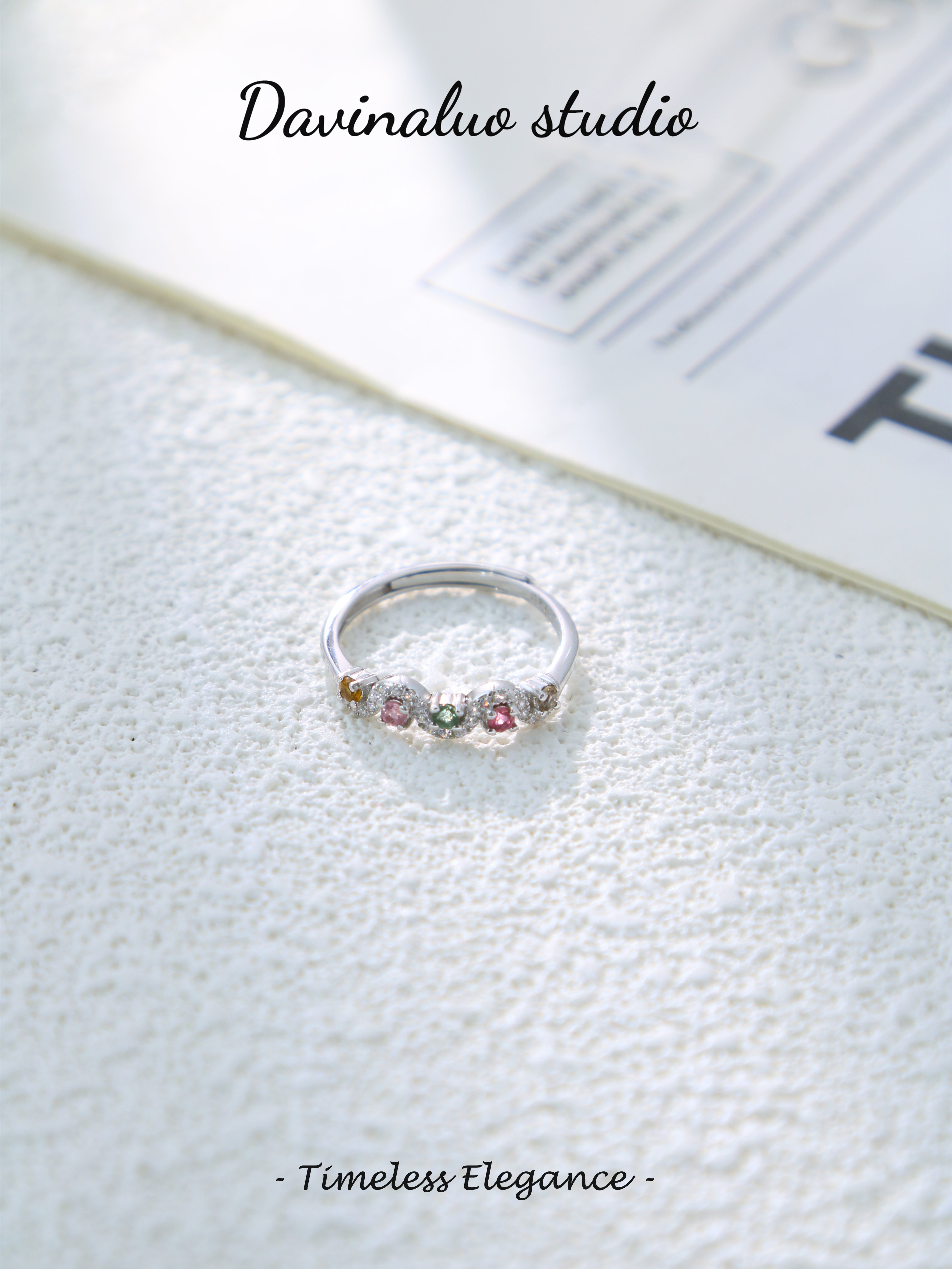 S925 Silver Classic Round Cut Tourmaline Ring
