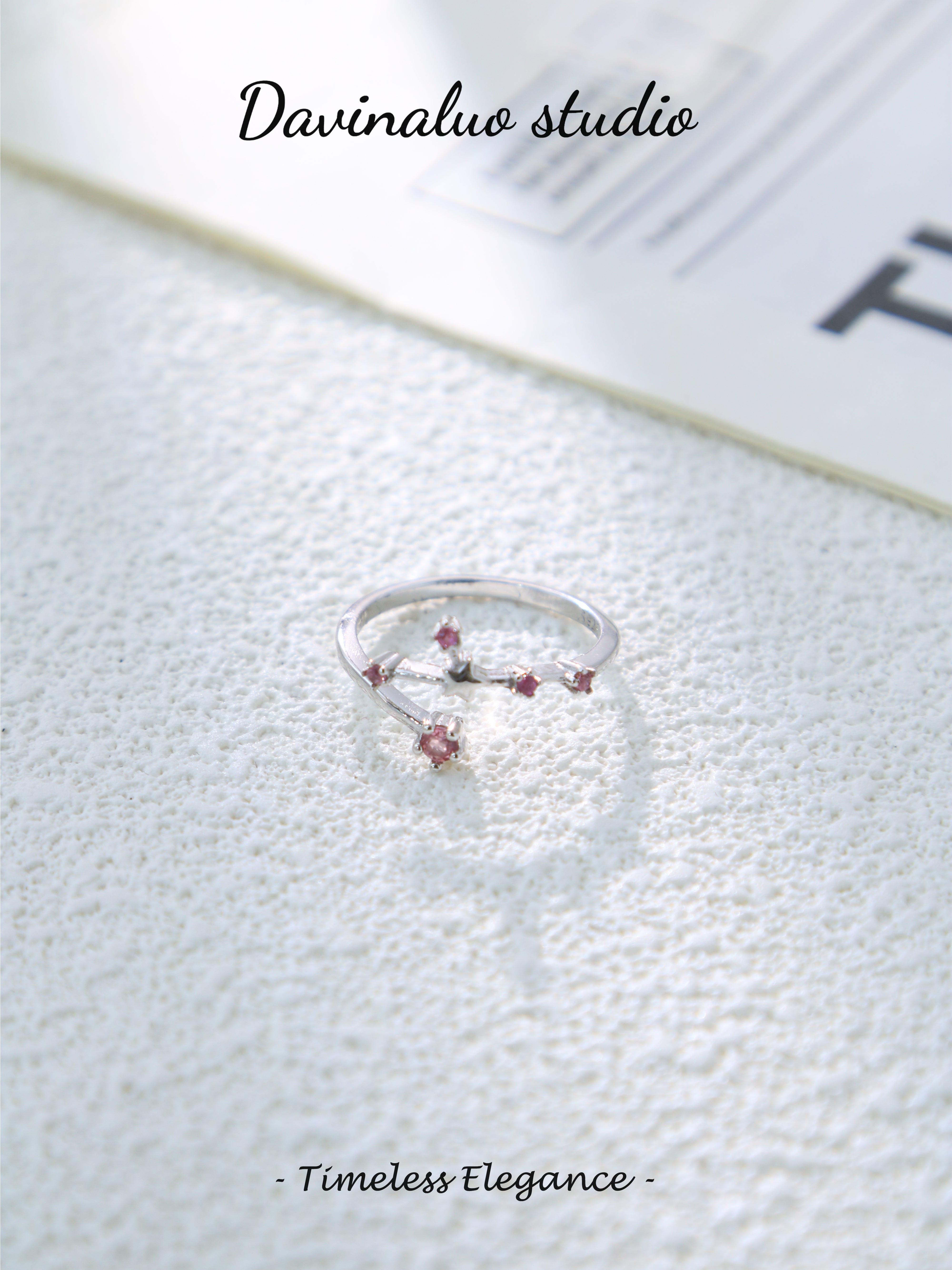 S925 Silver Simple Round Cut Tourmaline Ring