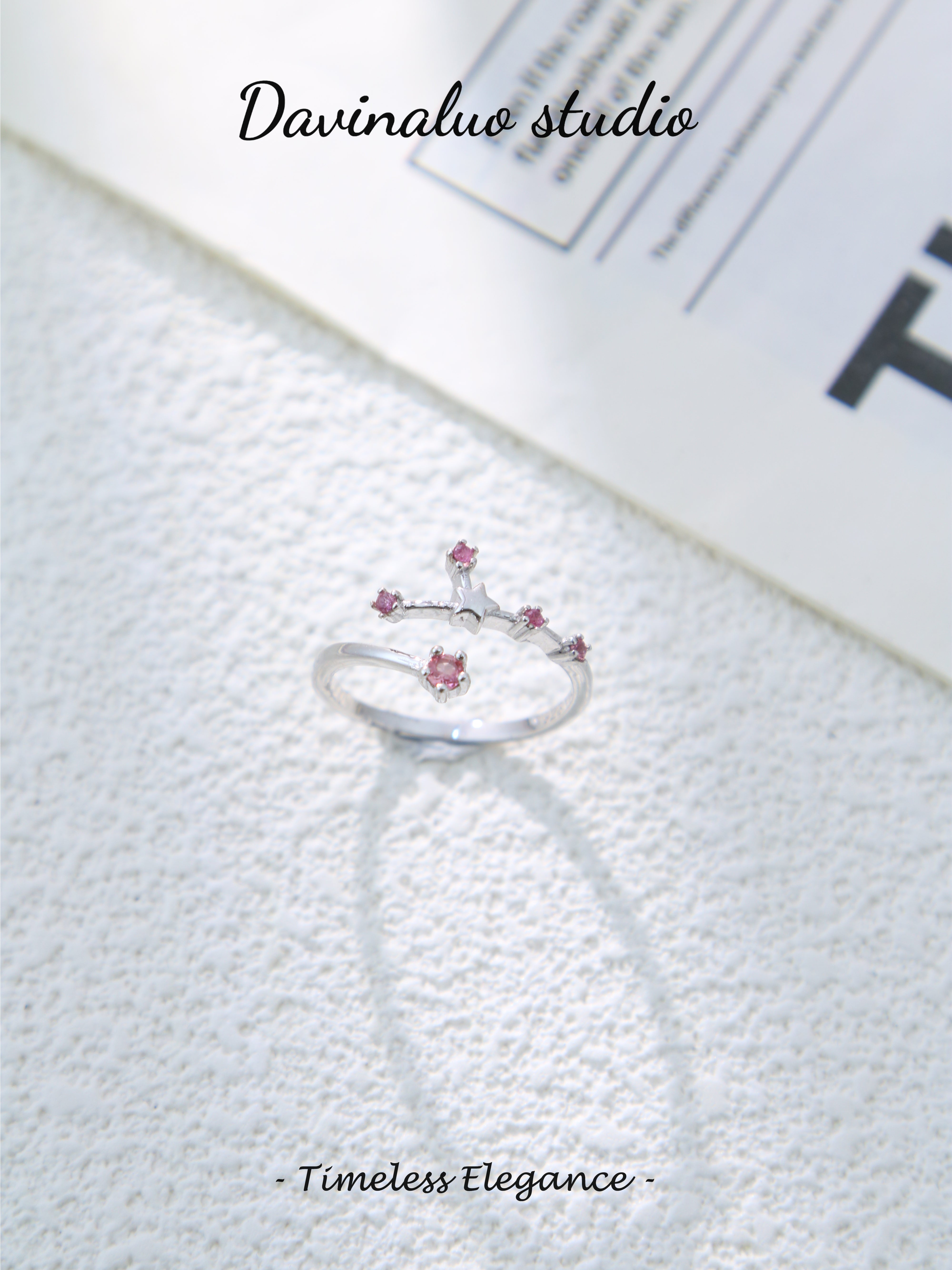 S925 Silver Simple Round Cut Tourmaline Ring