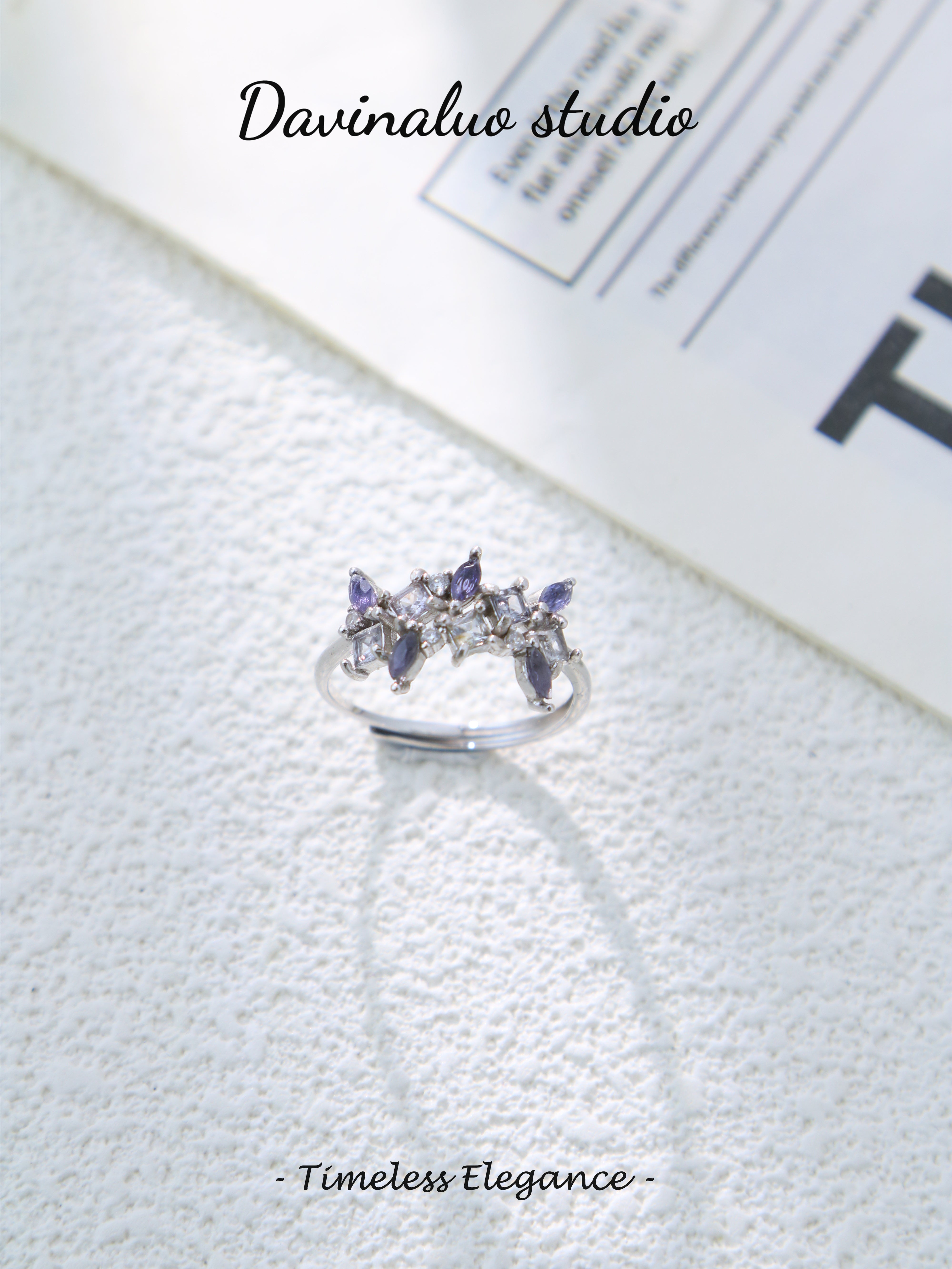 S925 Silver Classic Marquise Cut Iolite Ring