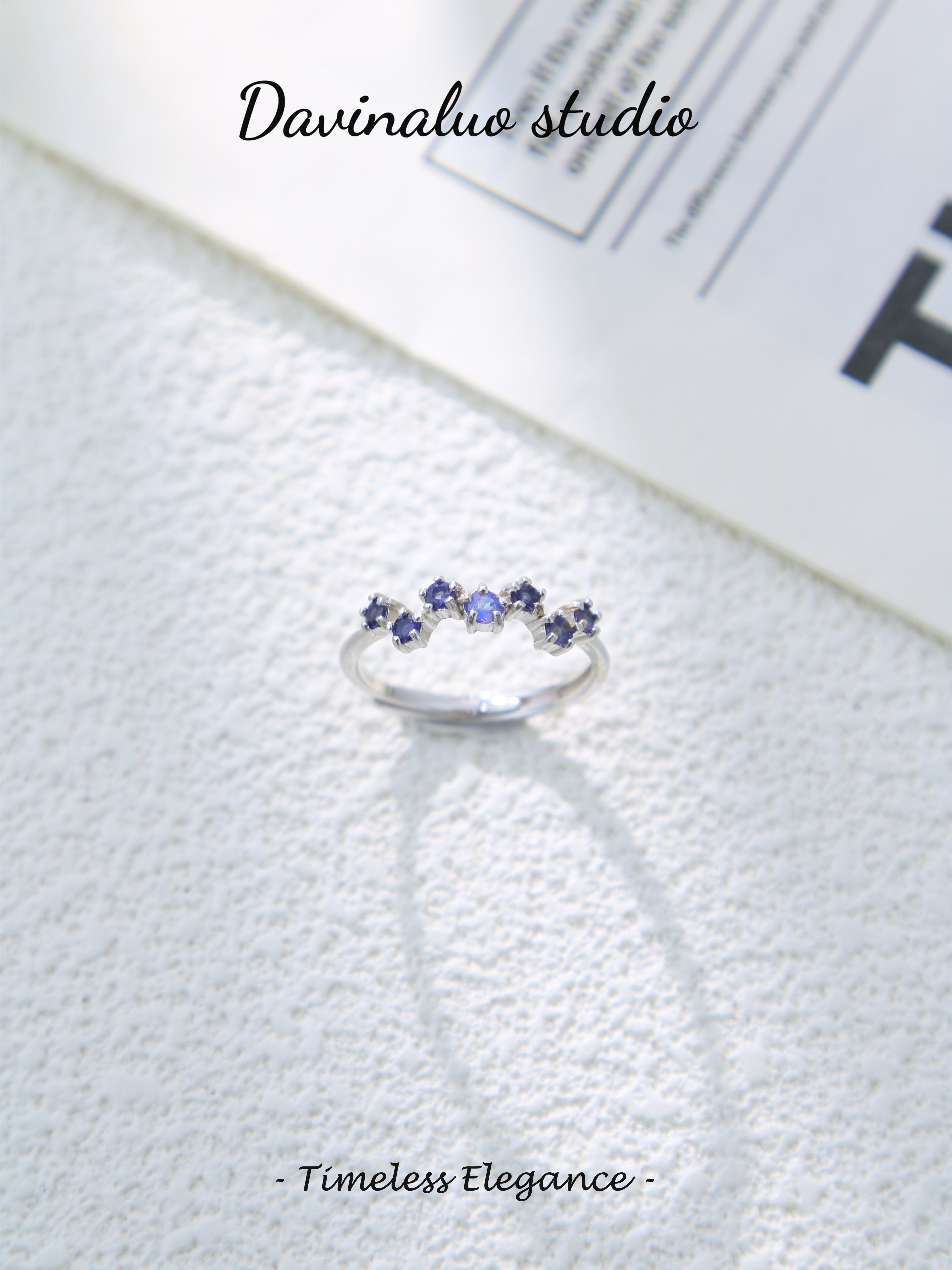S925 Silver Classic Round Cut Iolite Ring
