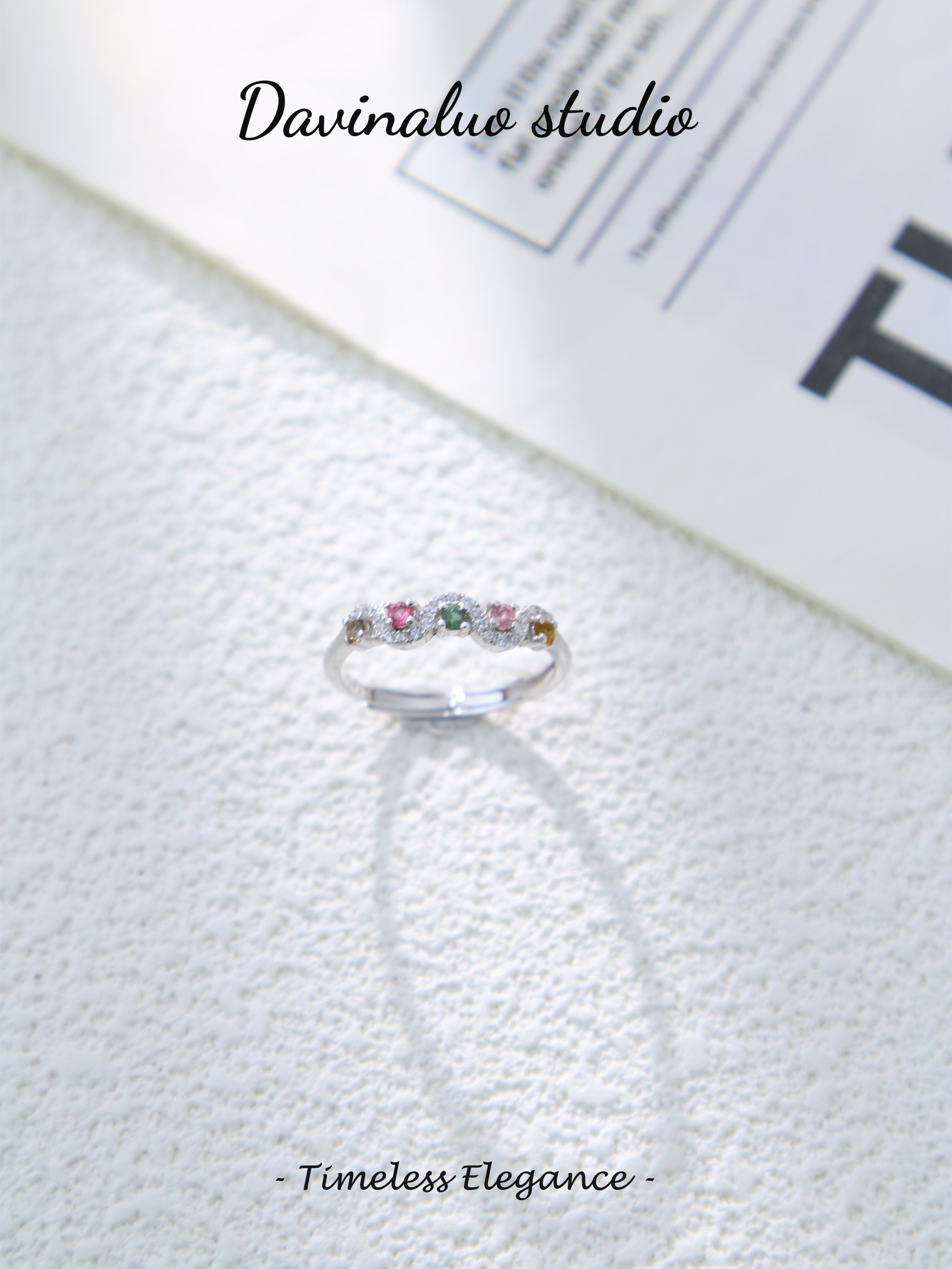 S925 Silver Classic Round Cut Tourmaline Ring