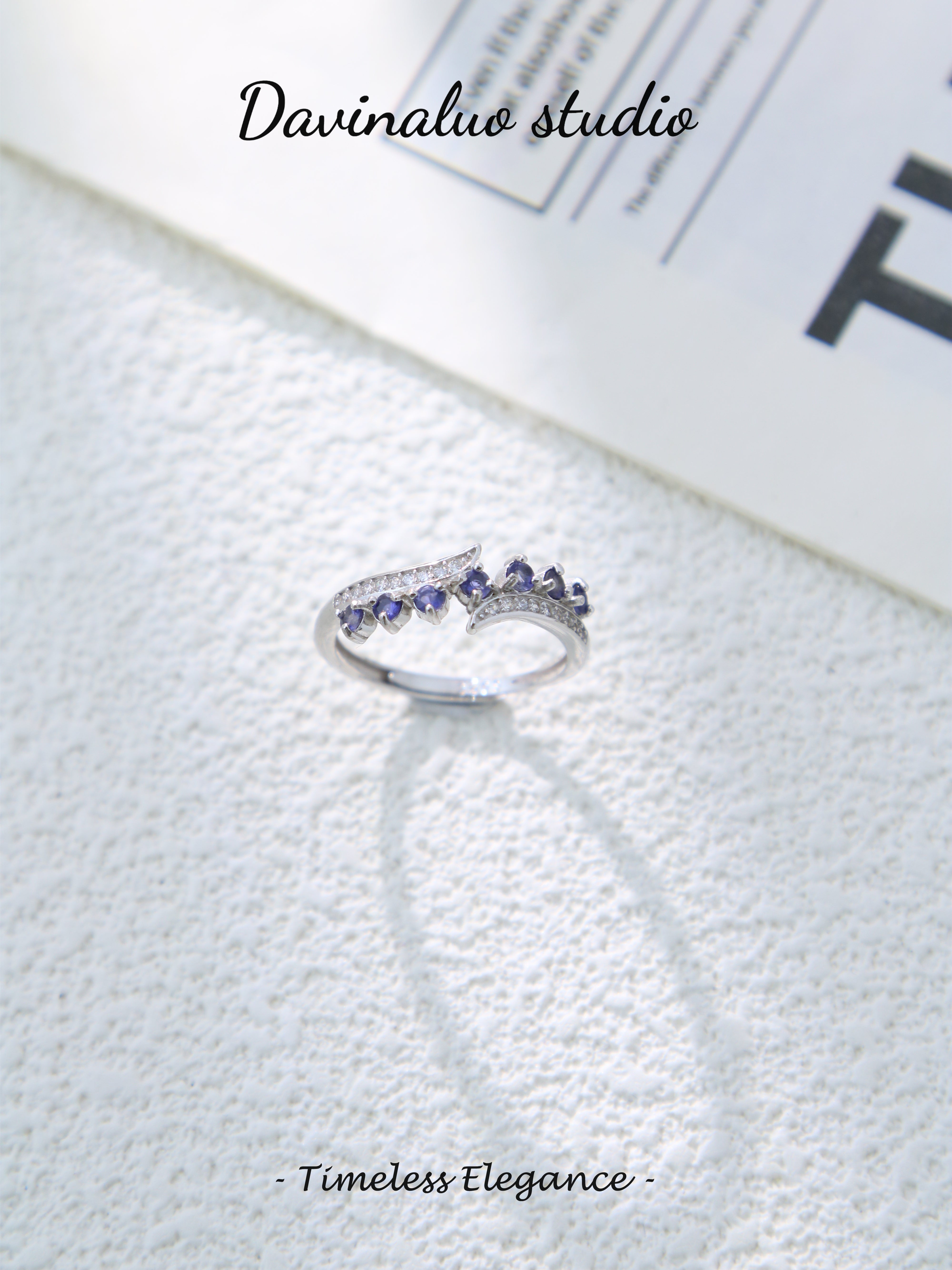 S925 Silver Simple Round Cut Iolite Ring