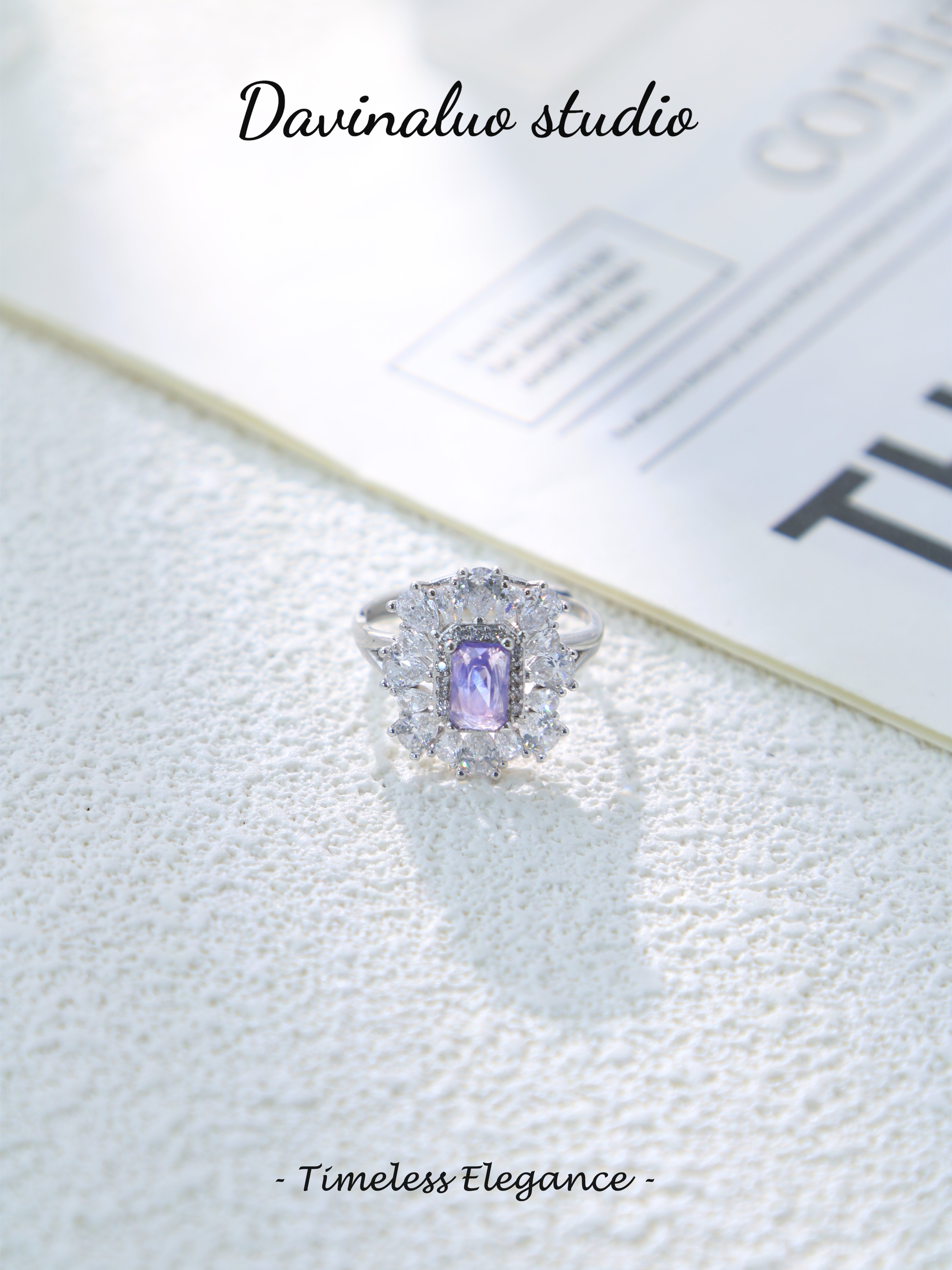 S925 Silver Classic Baguette Cut Sapphire Ring