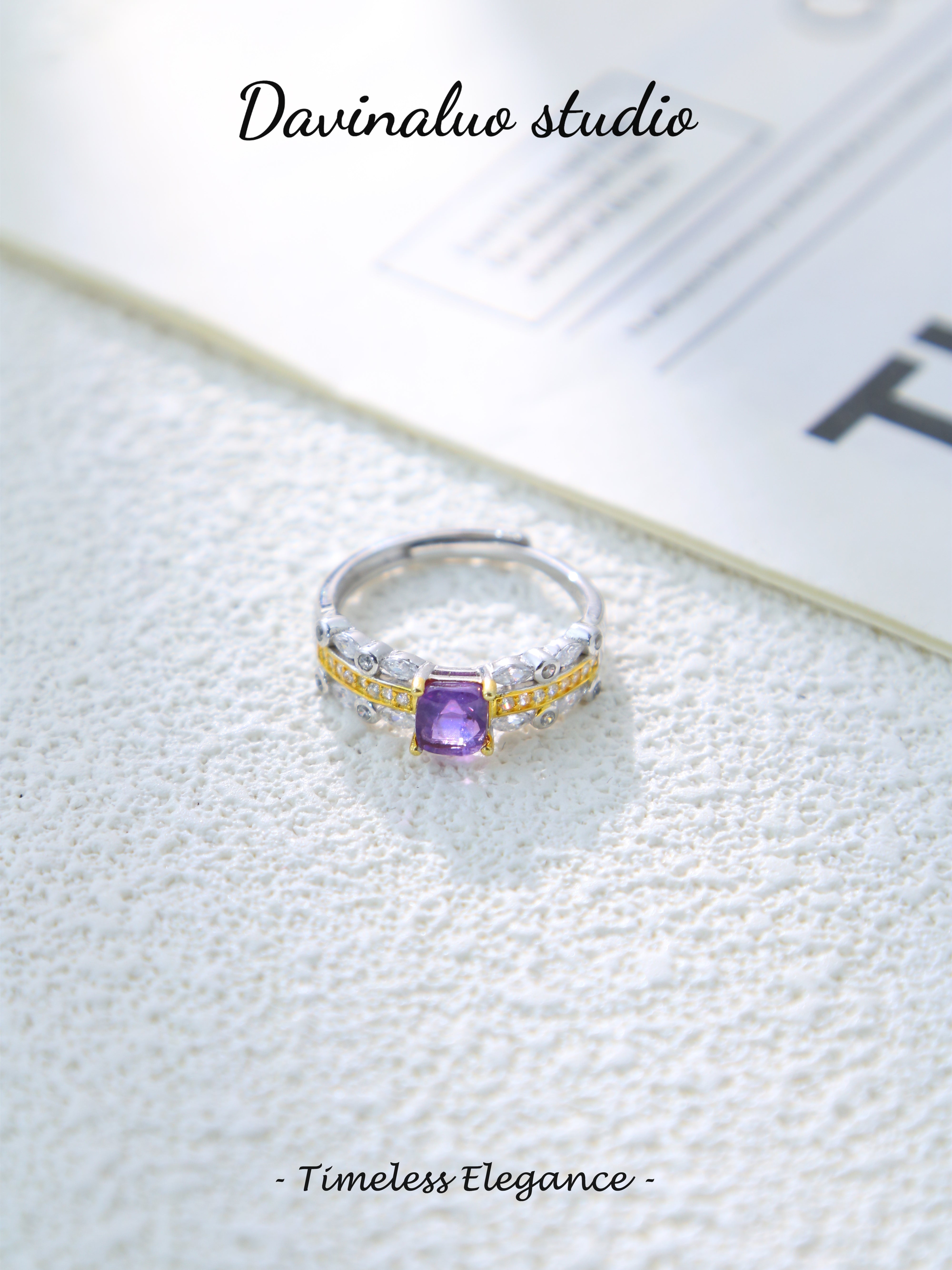 S925 Silver Classic Square Cut Sapphire Ring