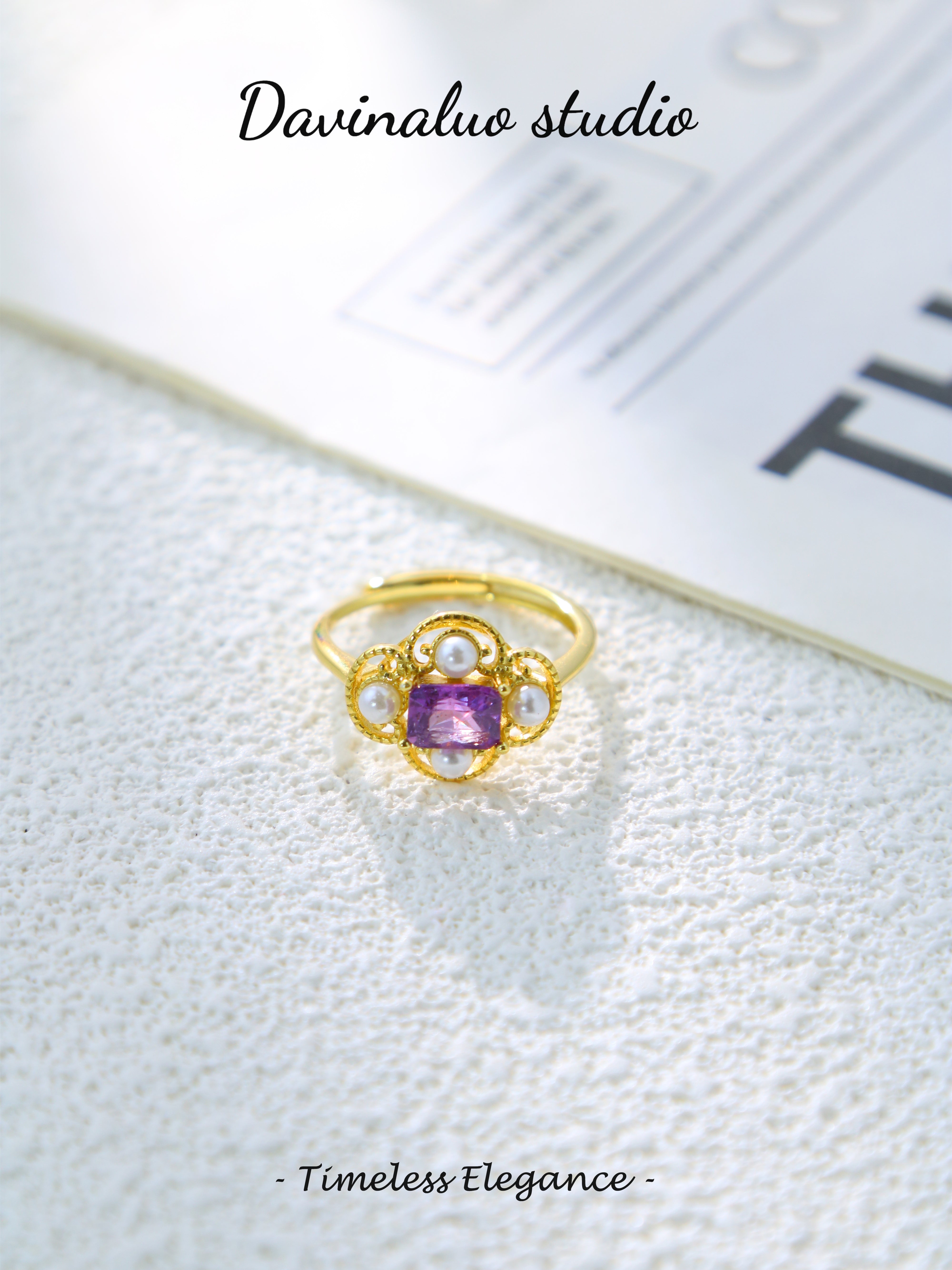 S925 Gold Classic Emerald Cut Sapphire Ring