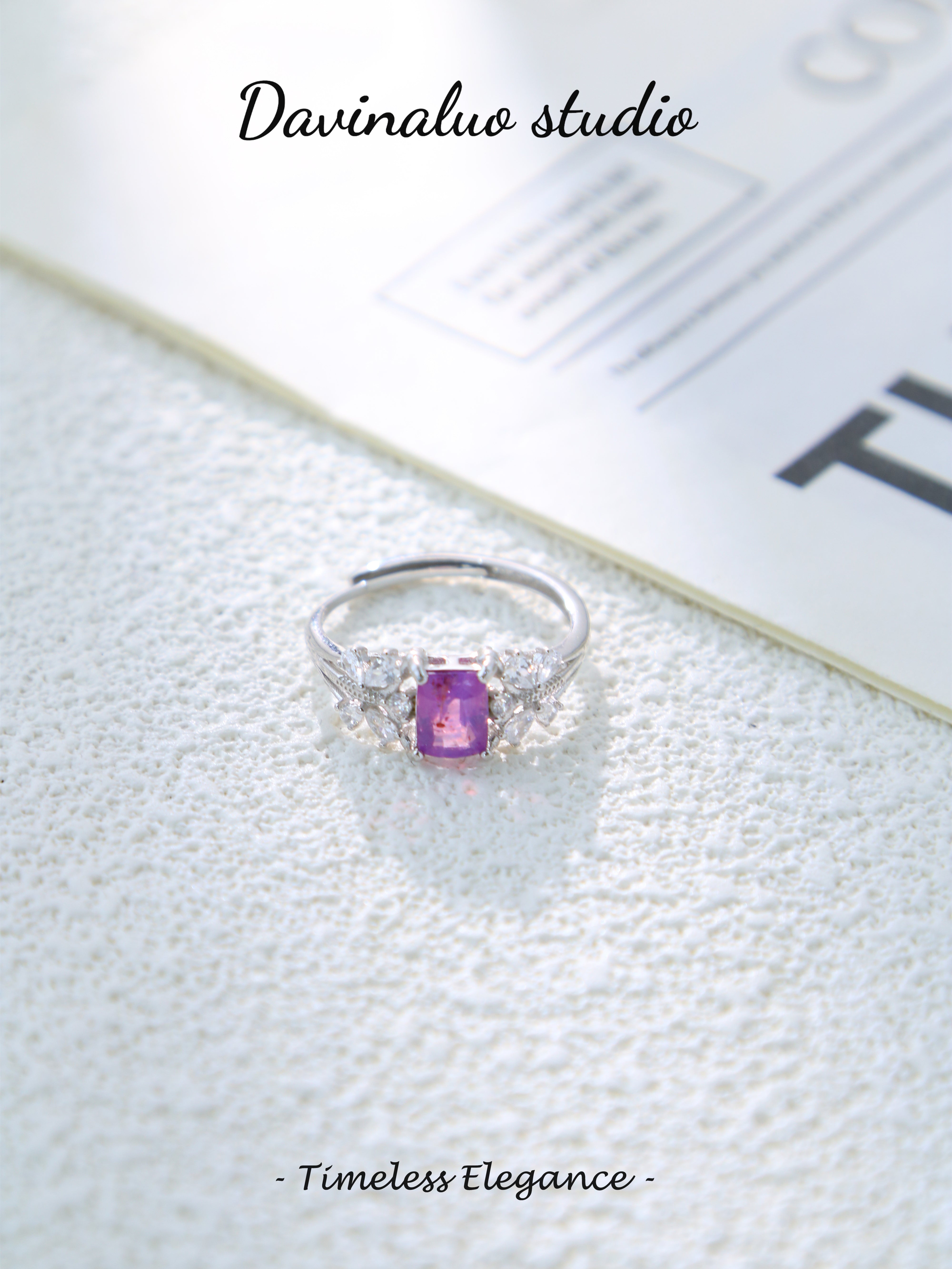 S925 Silver Classic Baguette Cut Sapphire Ring