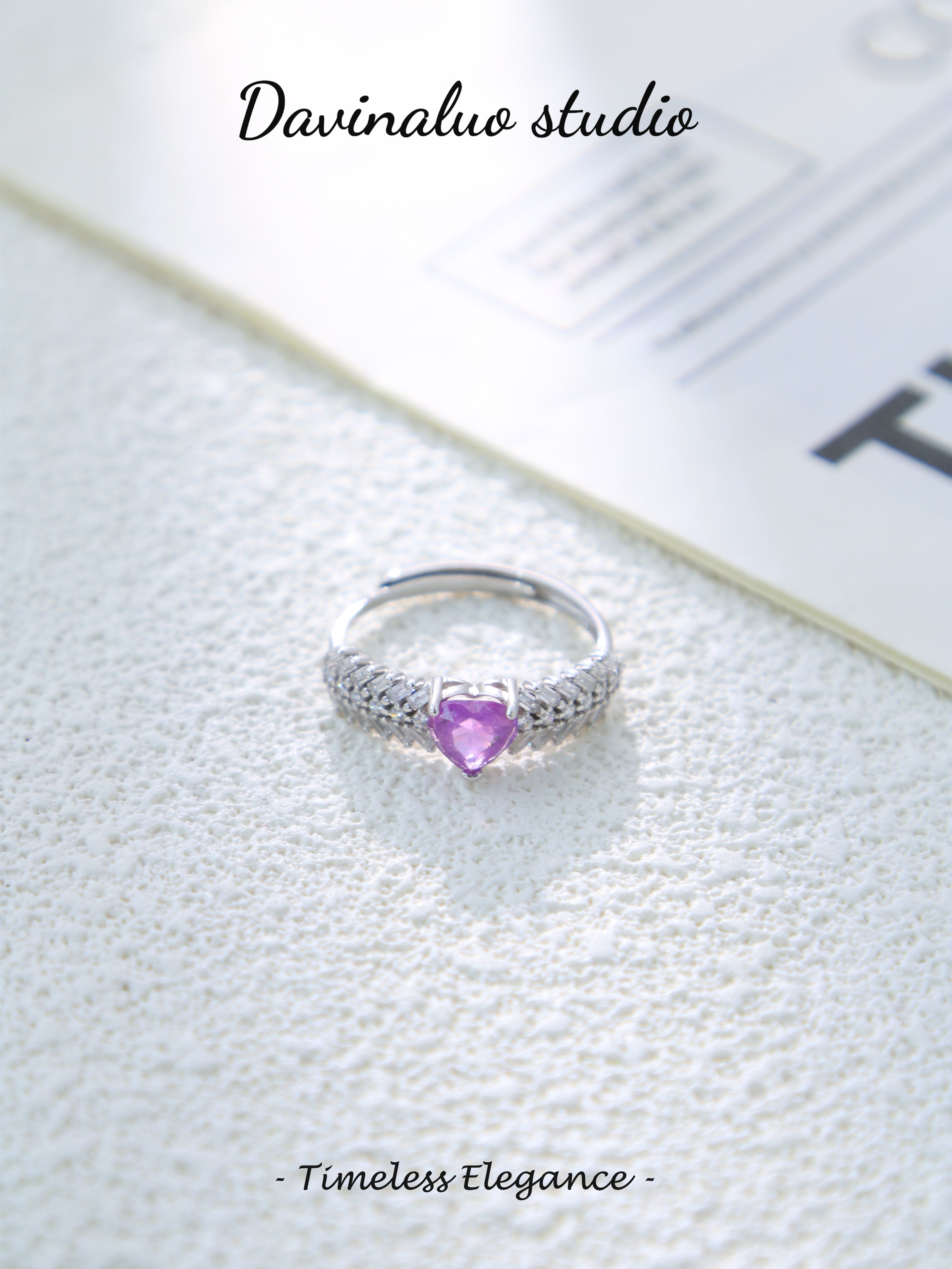 S925 Silver Simple Heart-Cut Sapphire Ring