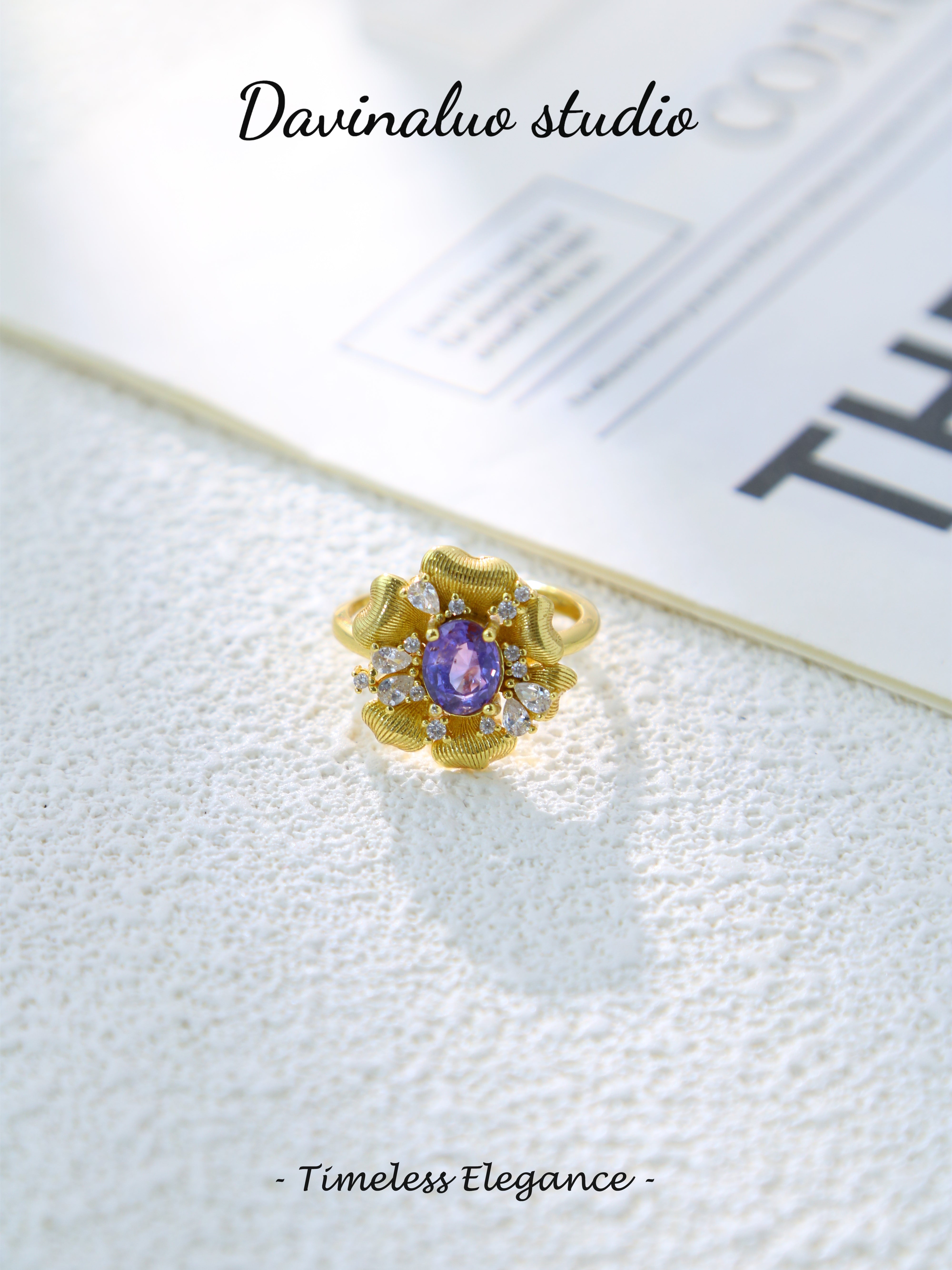 S925 Gold Classic Oval Cut Sapphire Ring