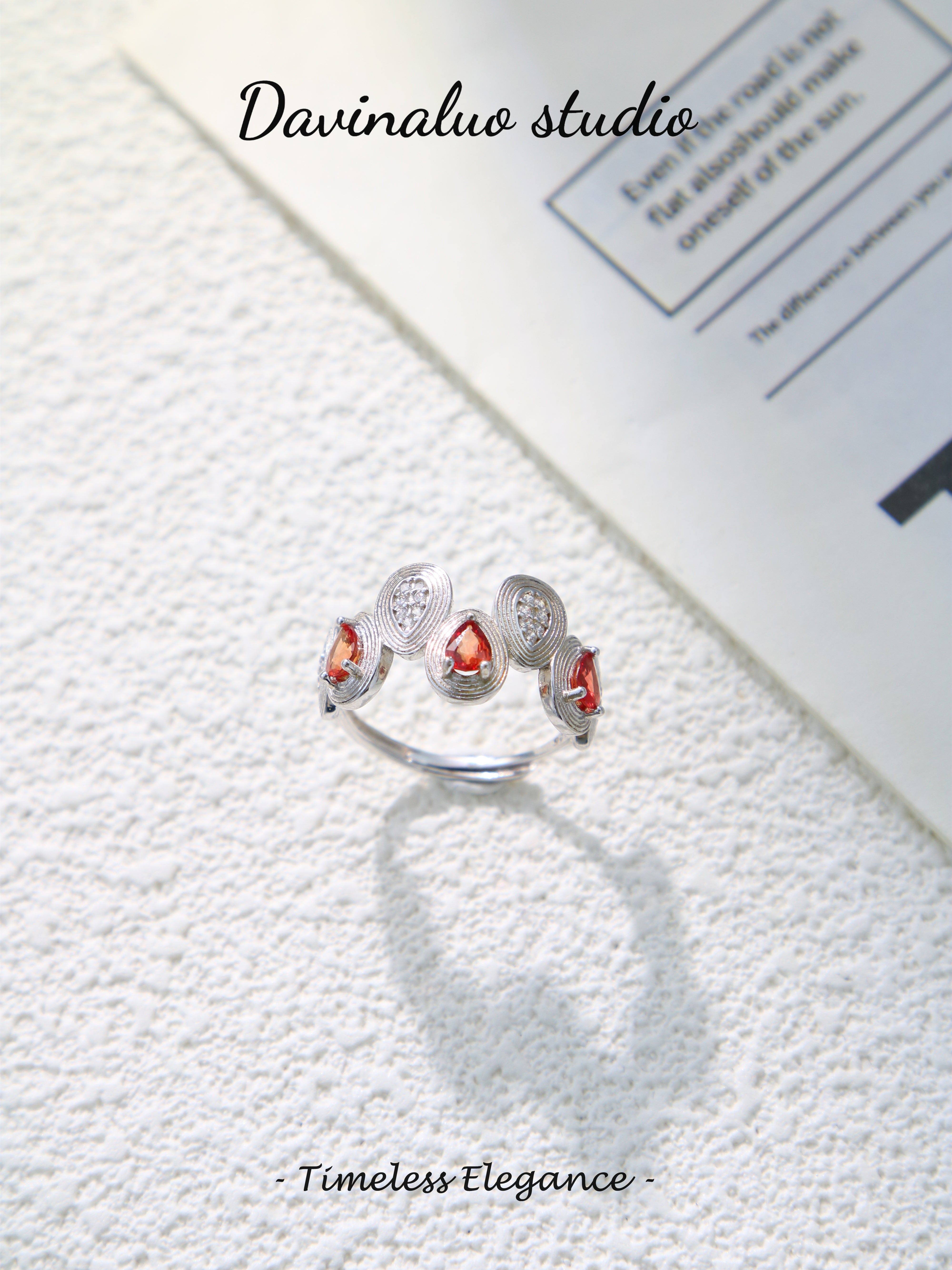 S925 Silver Classic Pear Cut Garnet Ring