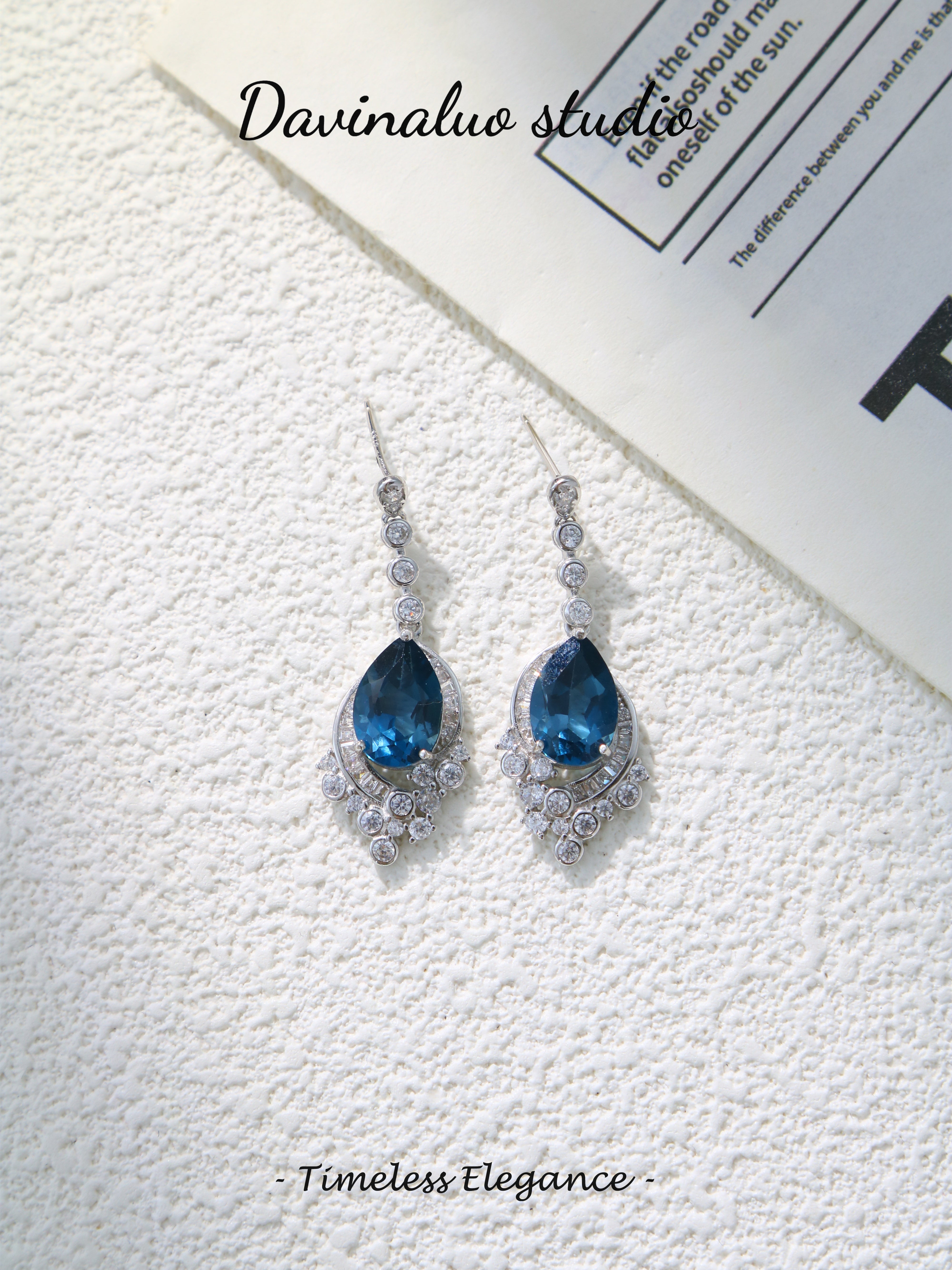 S925 Silver Simple Pear Cut Topaz Earrings