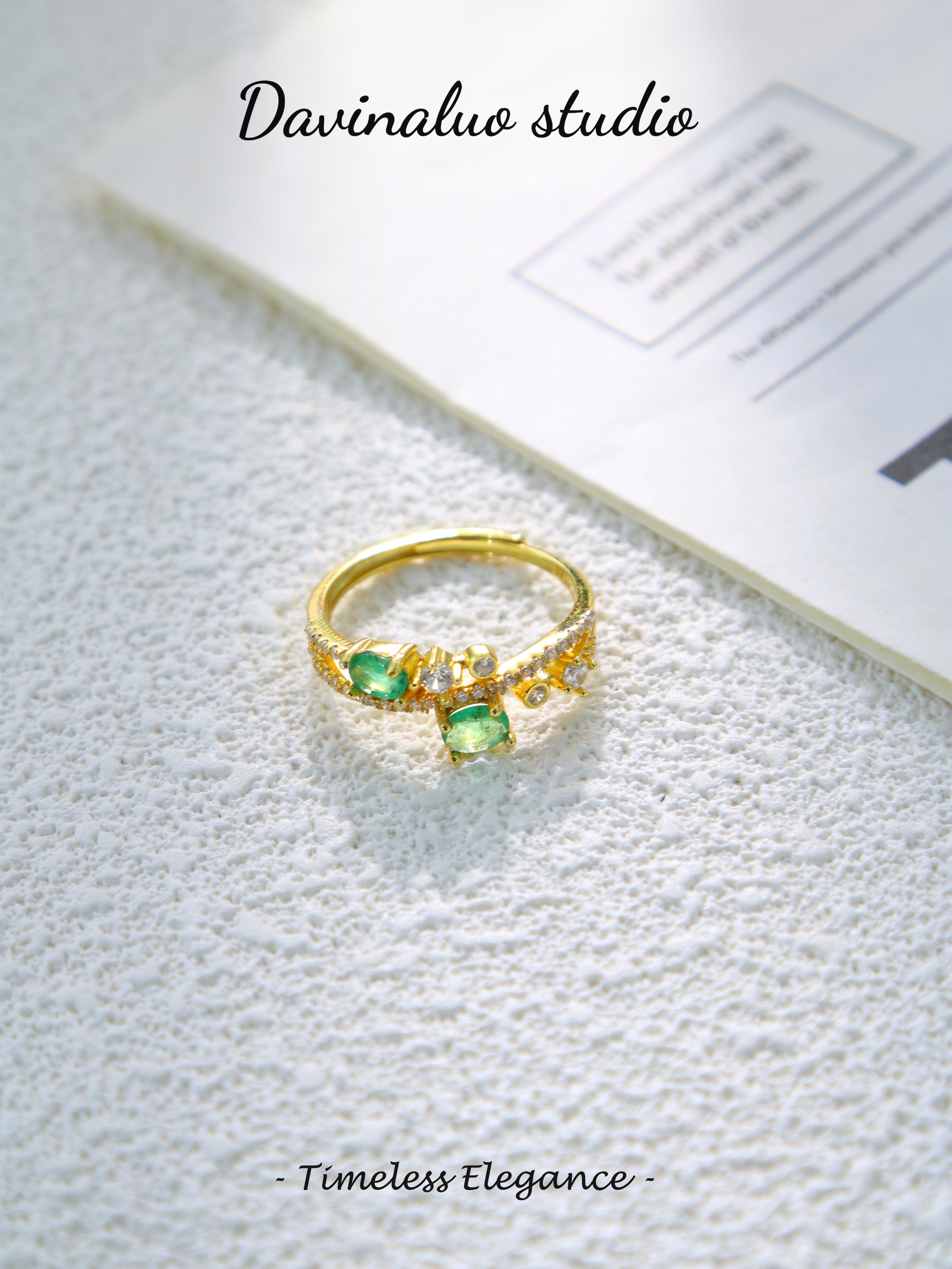 S925 Gold Classic Oval Cut Emerald Ring