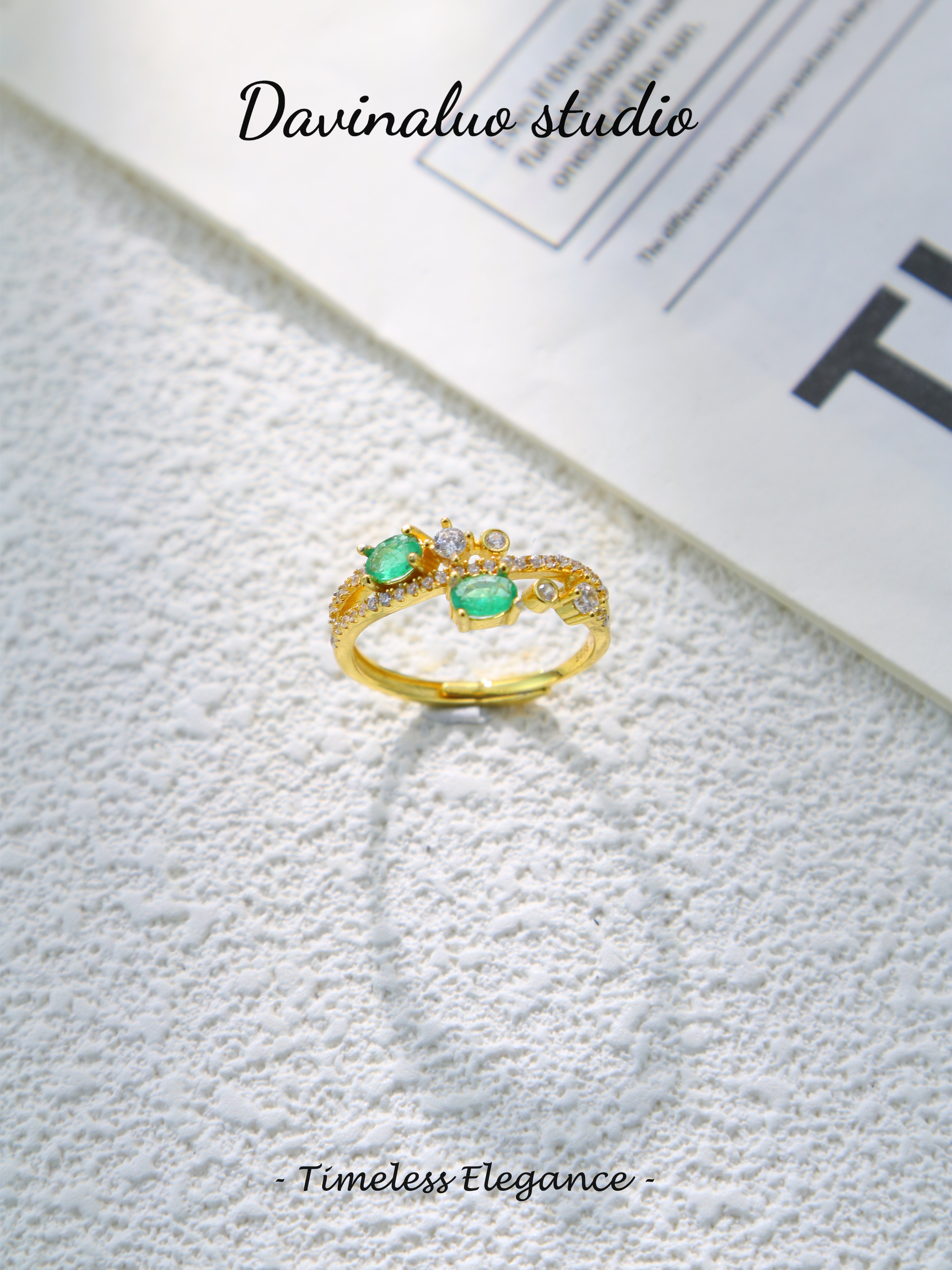 S925 Gold Classic Oval Cut Emerald Ring
