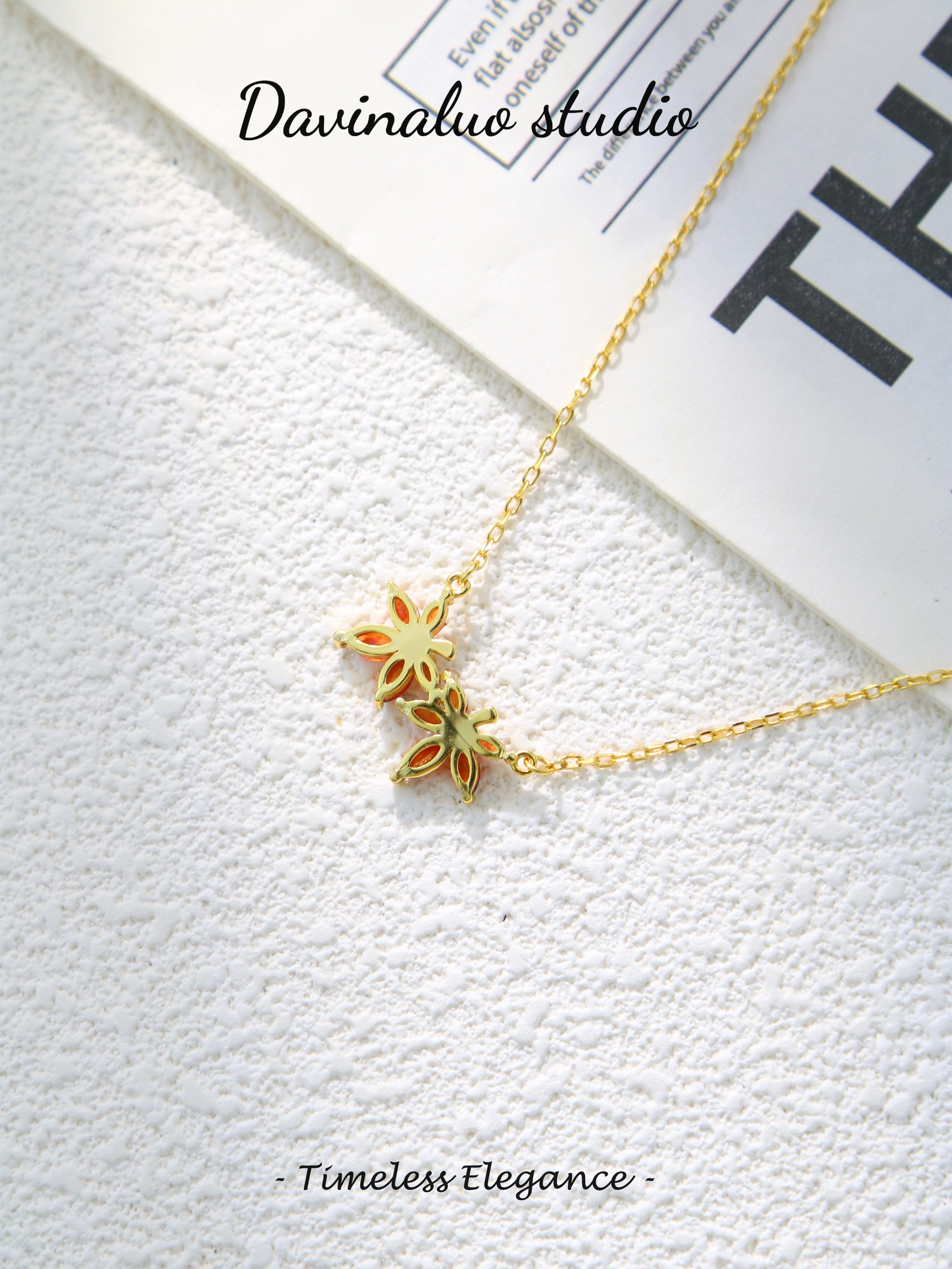 S925 Gold Classic Marquise Cut Sapphire Necklace