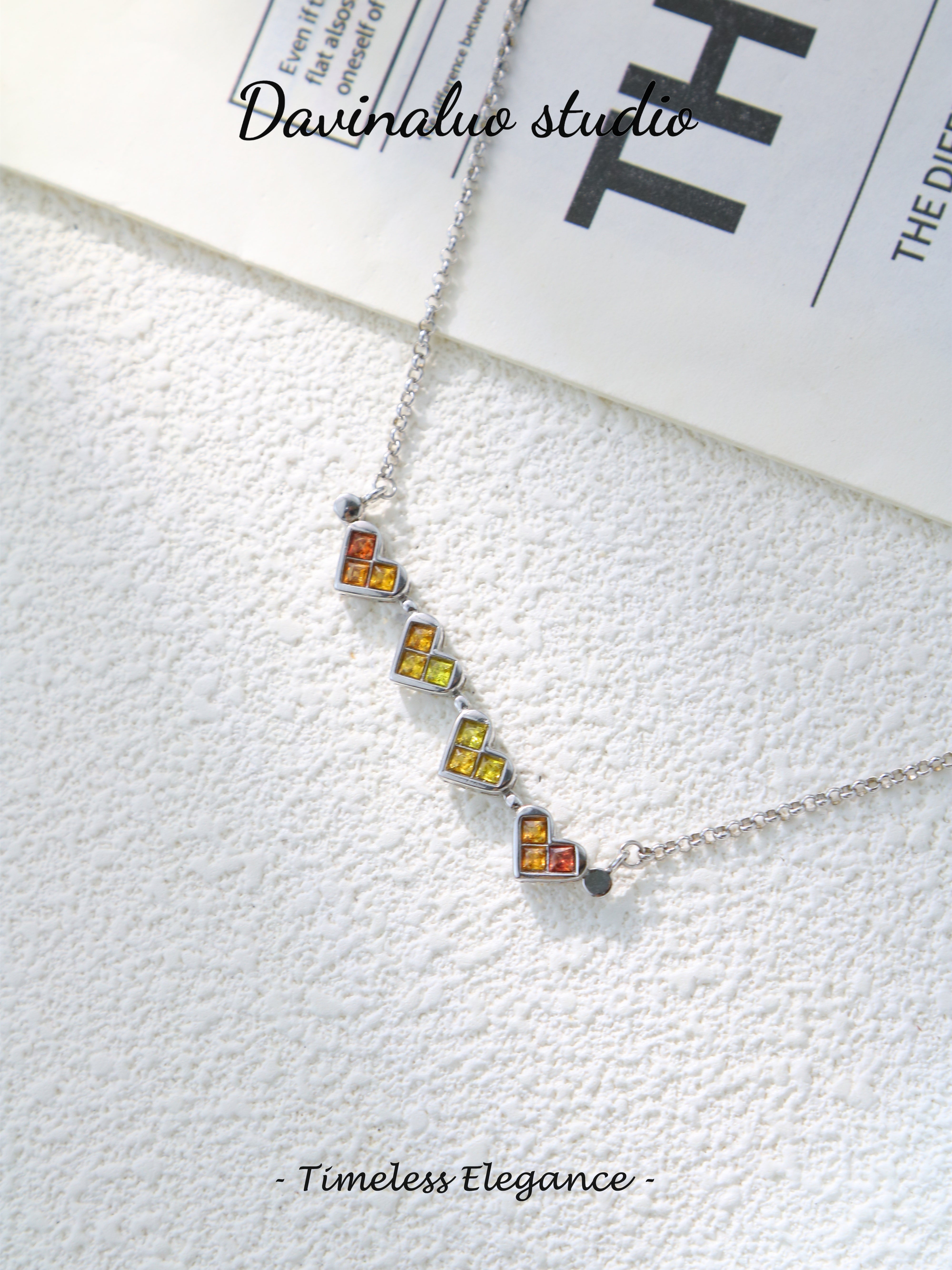 S925 Silver Classic Square Cut Sapphire Necklace