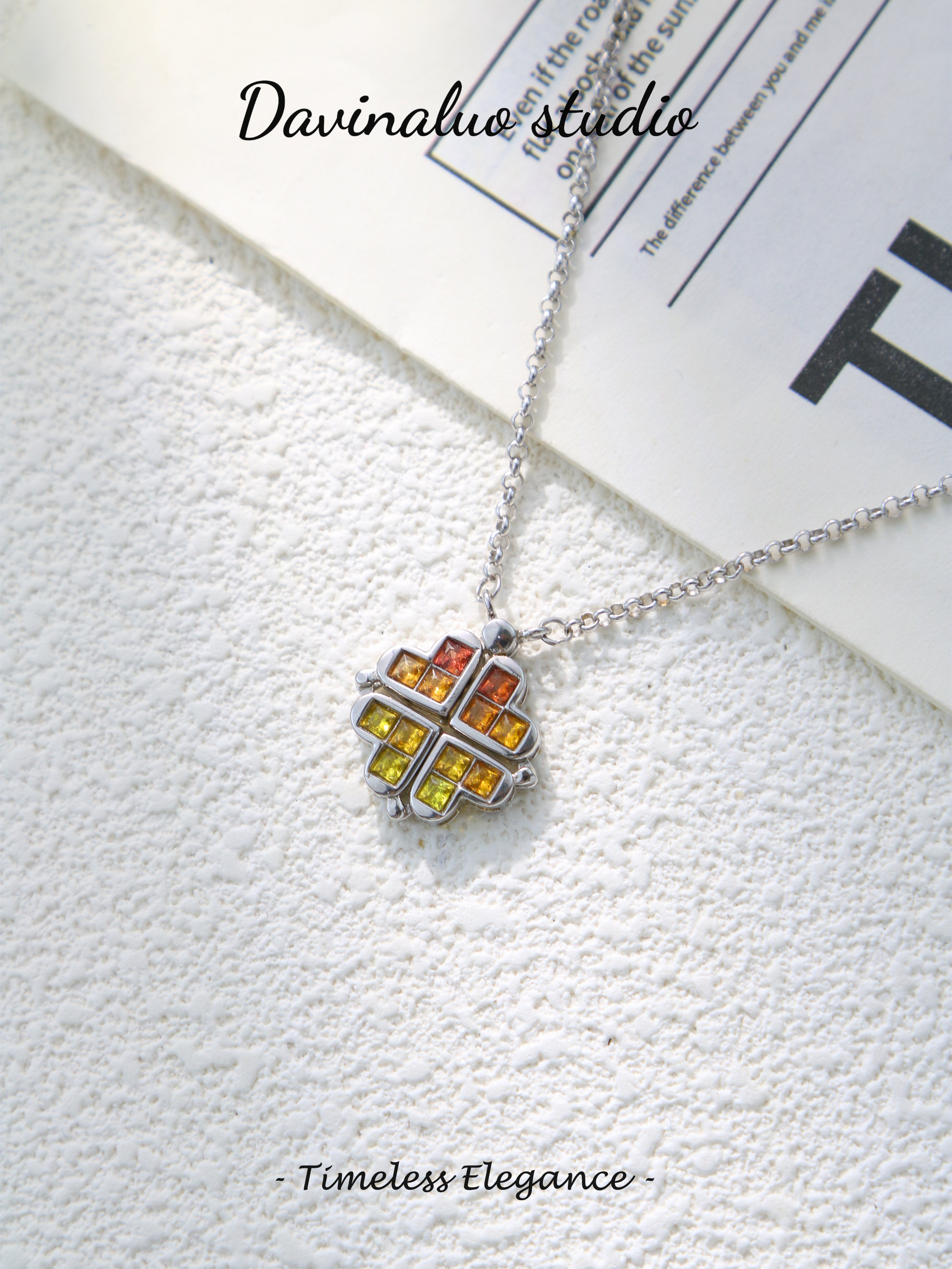 S925 Silver Classic Square Cut Sapphire Necklace