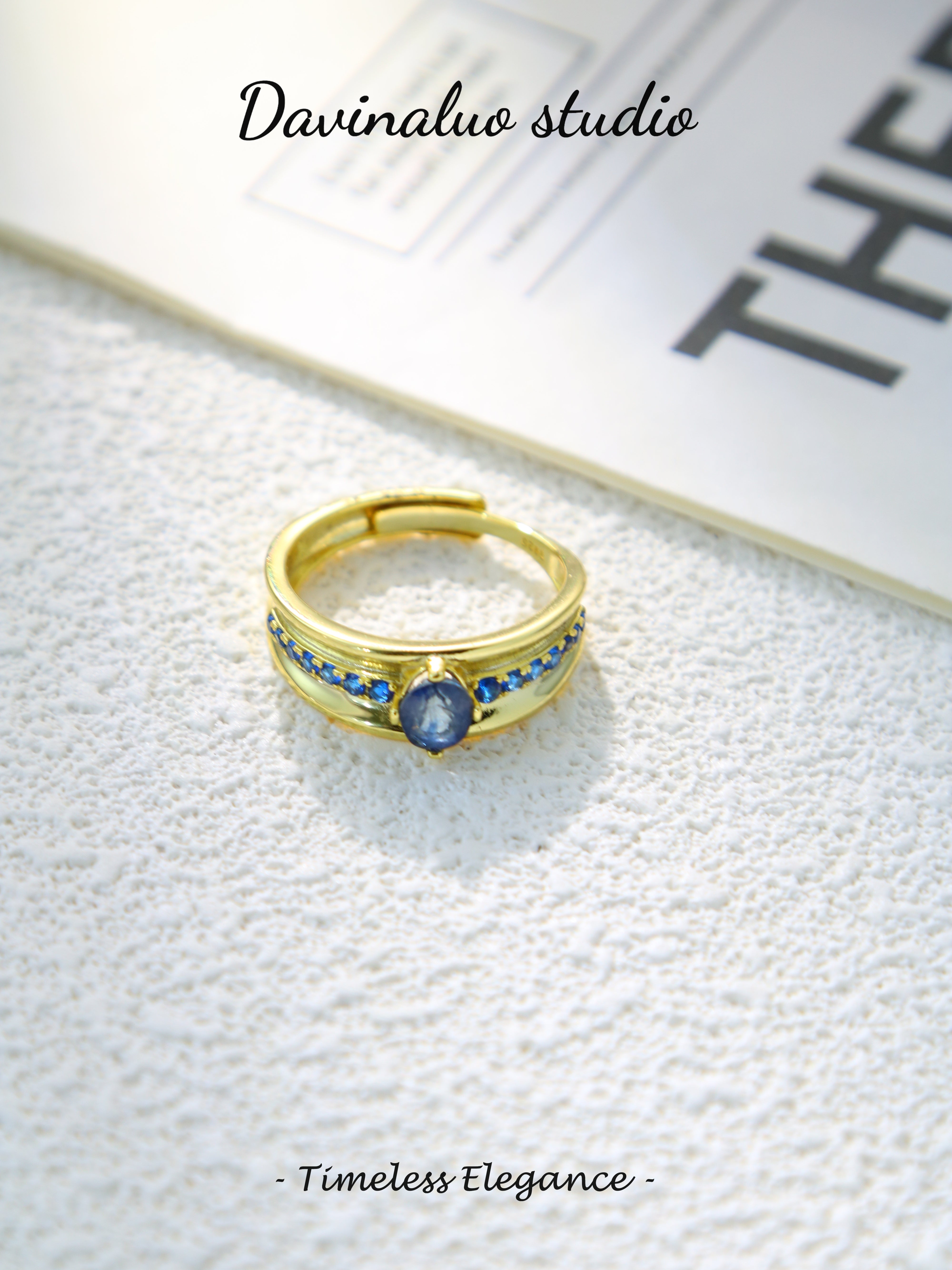 S925 Gold Simple Oval Cut Sapphire Ring