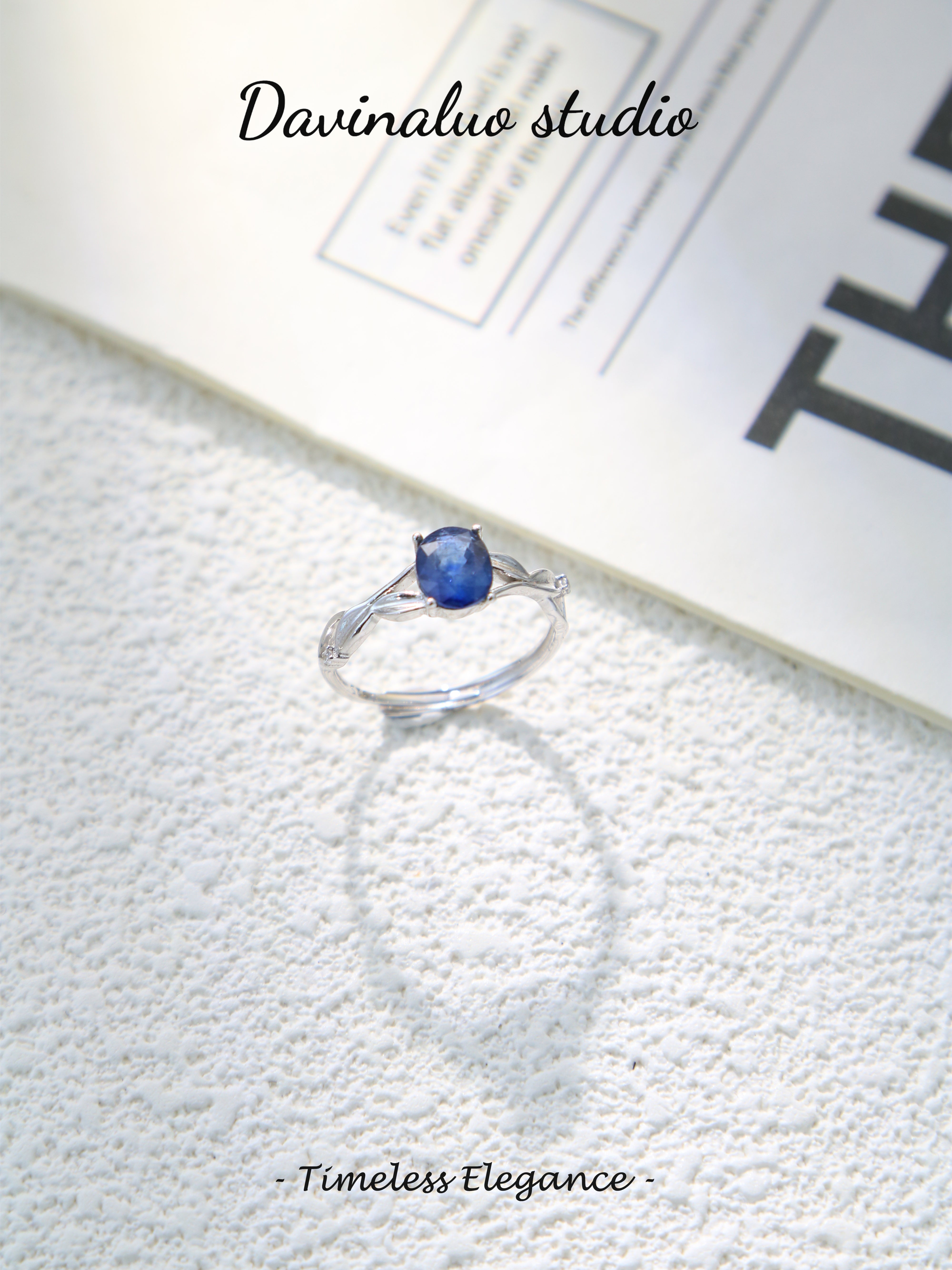 S925 Silver Simple Oval Cut Sapphire Ring