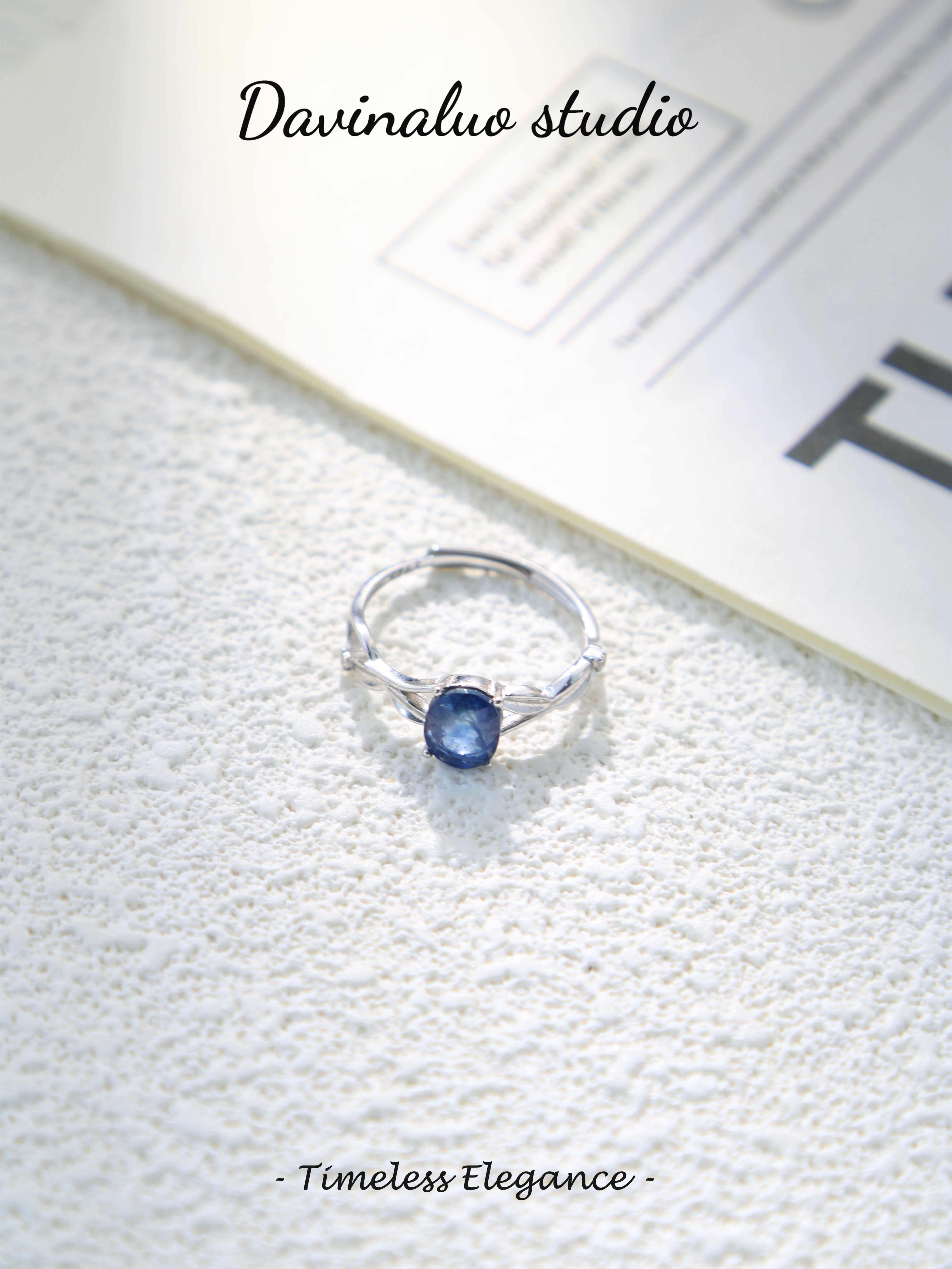 S925 Silver Simple Oval Cut Sapphire Ring