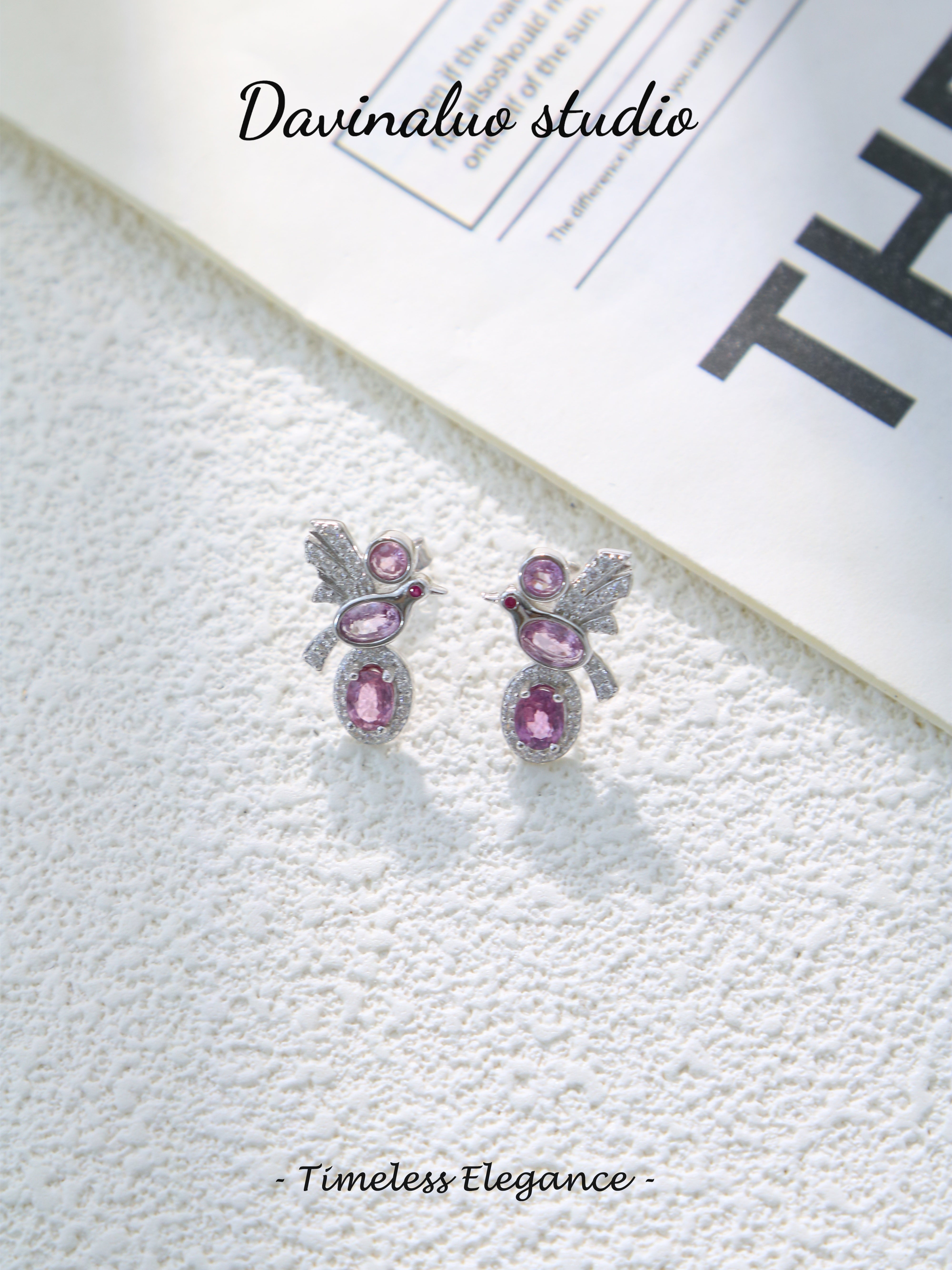 S925 Silver Fancy Oval Cut Pink Sapphire Earrings