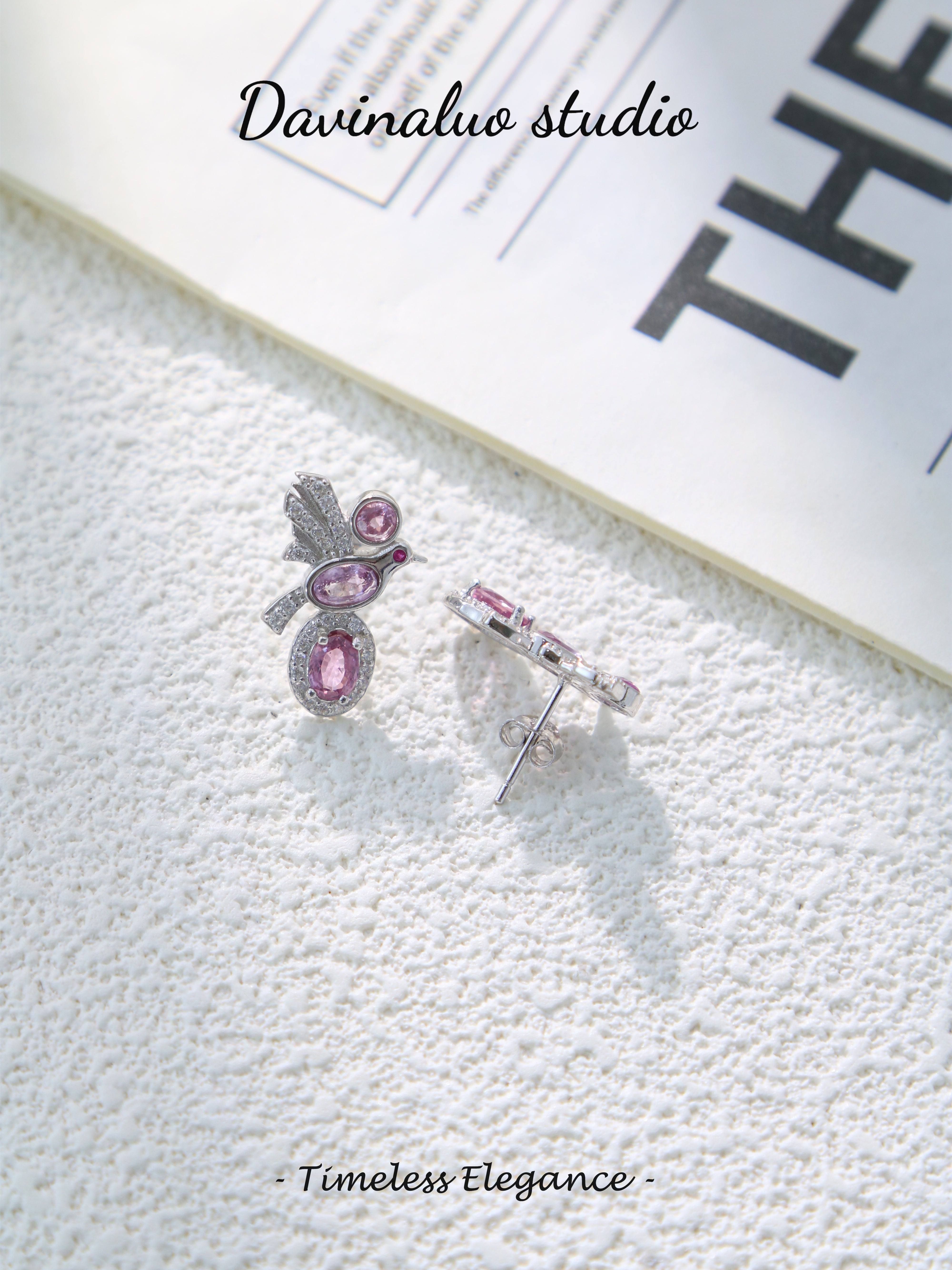 S925 Silver Fancy Oval Cut Pink Sapphire Earrings
