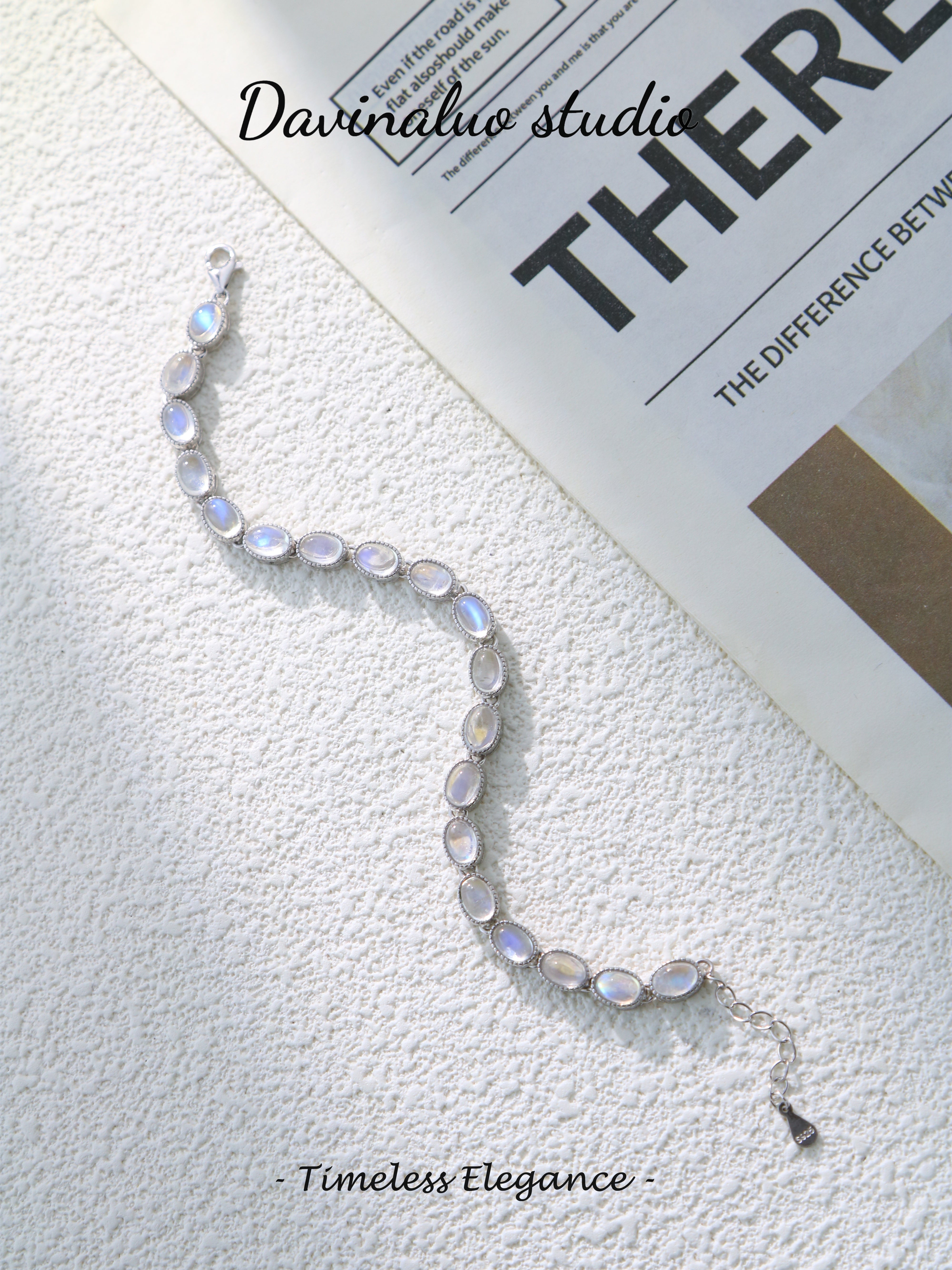 S925 Silver Simple Oval Cut Moonstone Bracelet