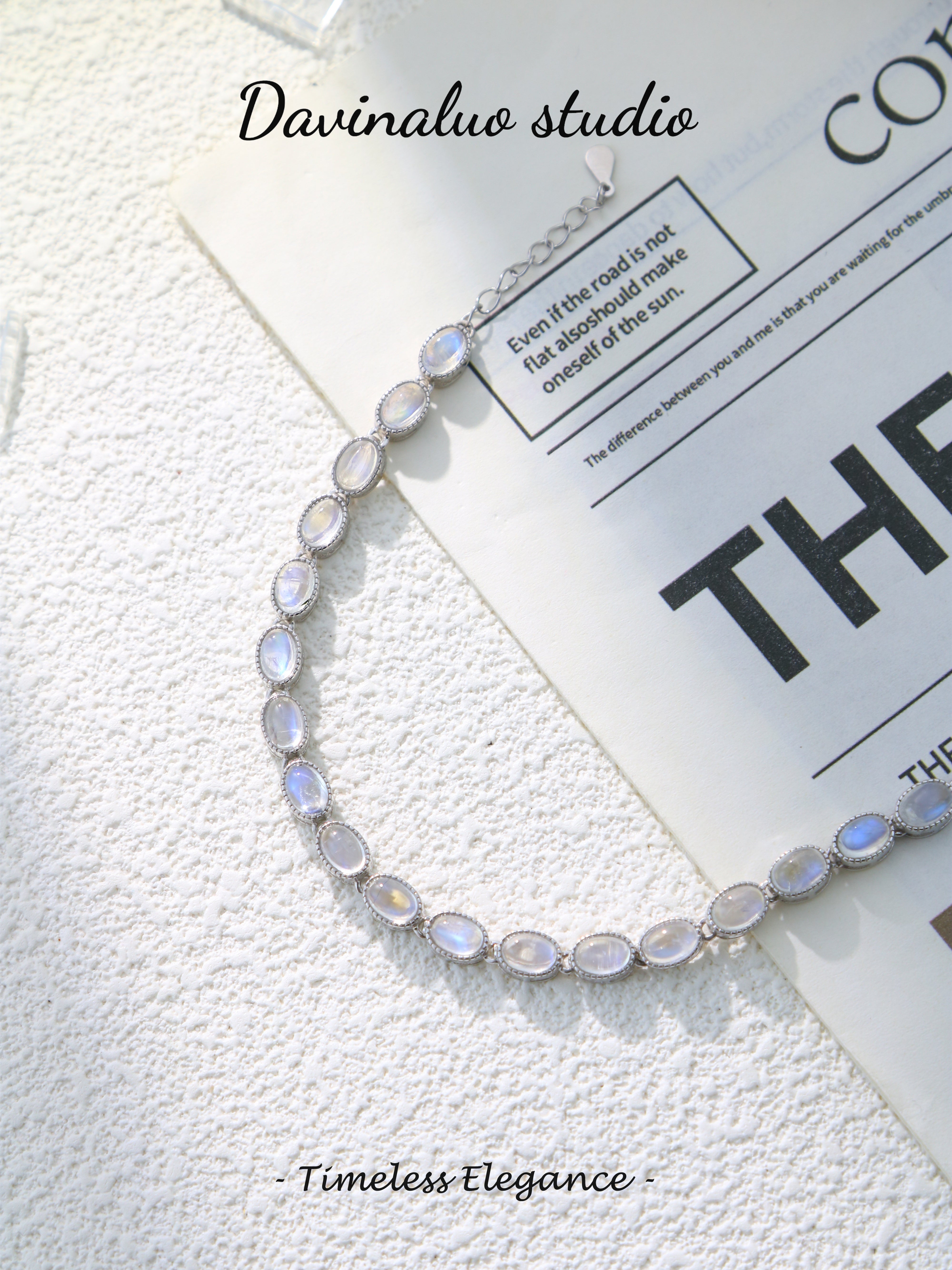 S925 Silver Simple Oval Cut Moonstone Bracelet