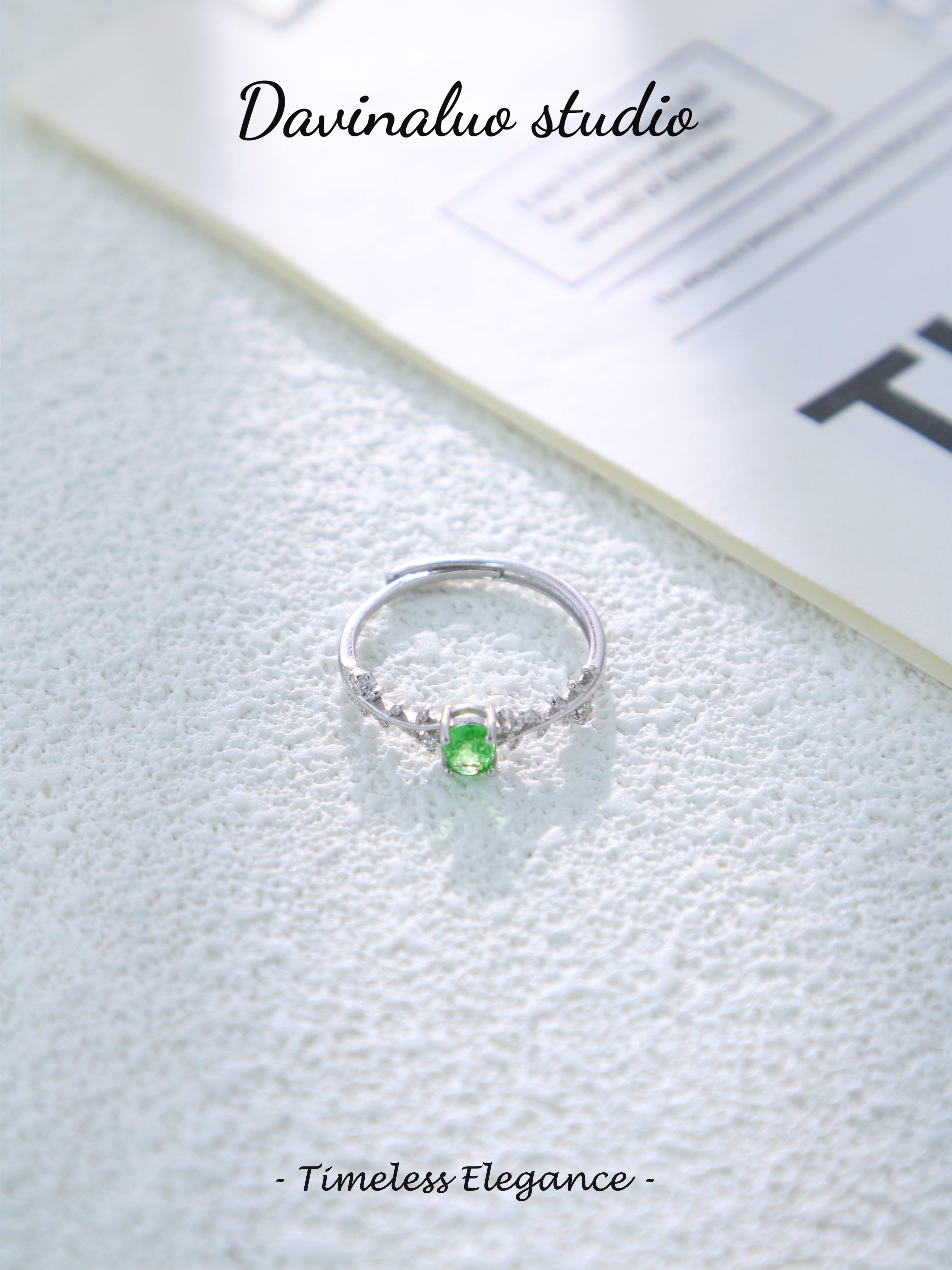 S925 Silver Simple Oval Cut Tsavorite Ring D0625032G