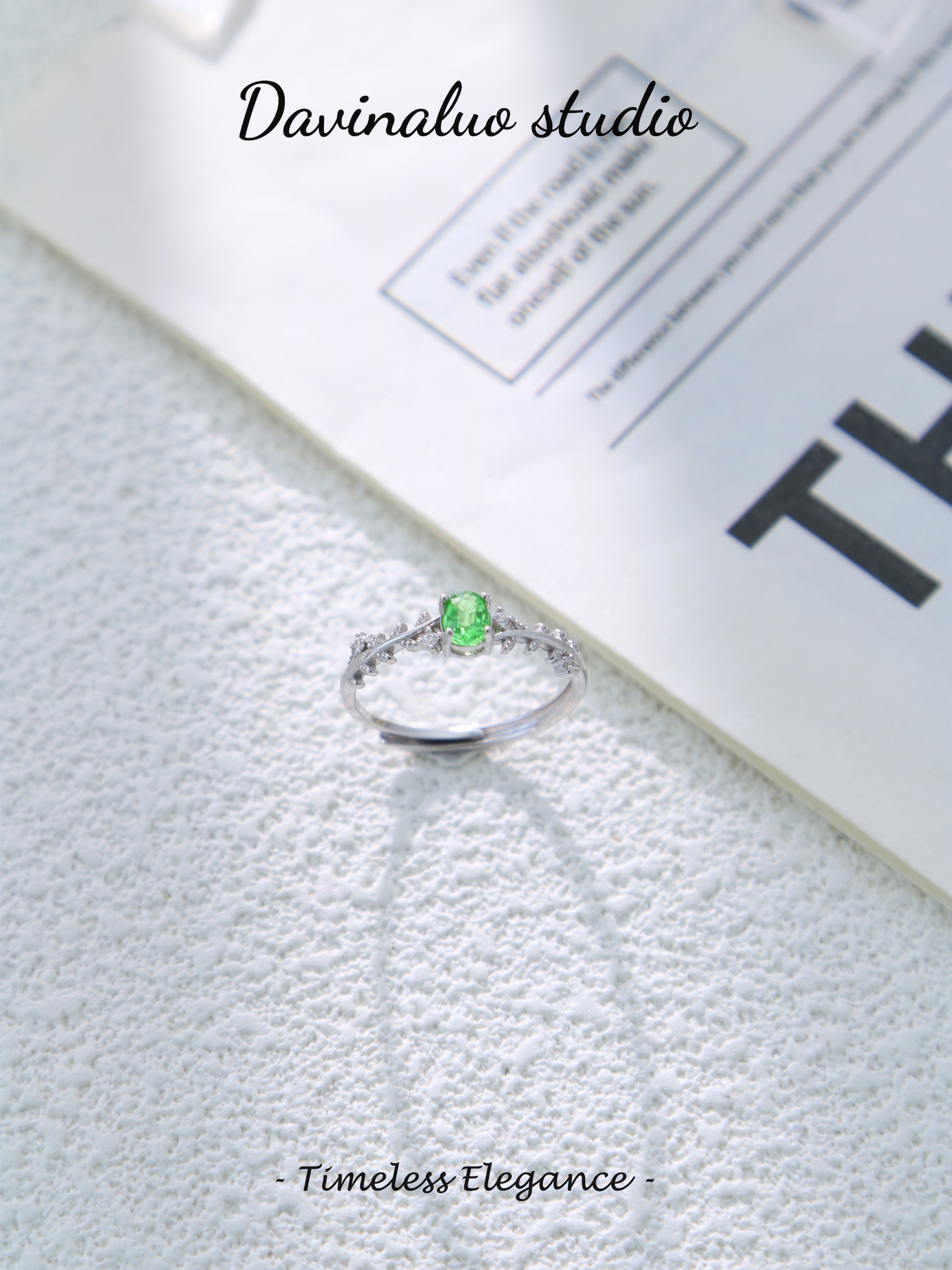 S925 Silver Simple Oval Cut Tsavorite Ring D0625032G