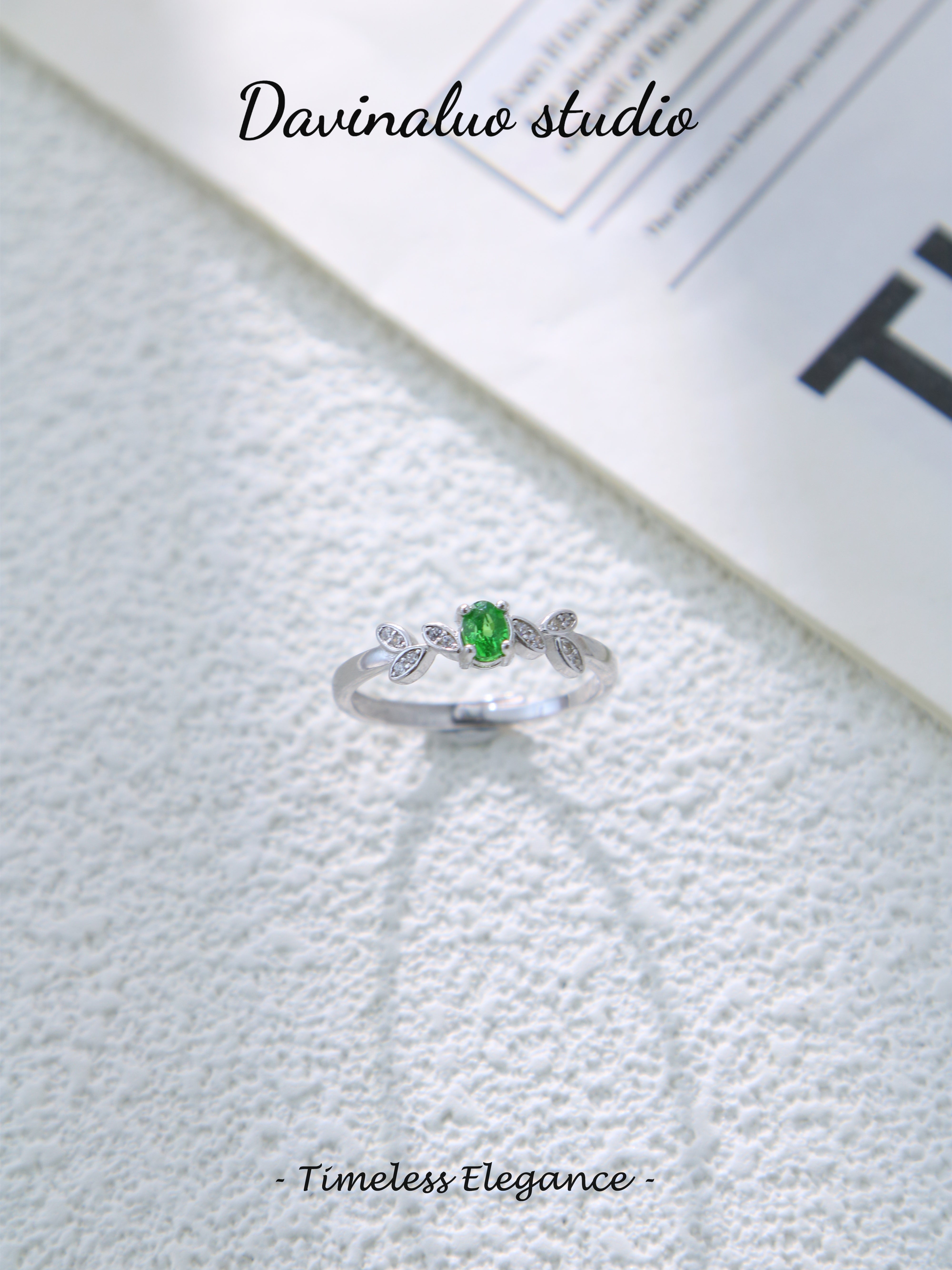 S925 Silver Minimalist Oval Cut Tsavorite Ring D0625004G