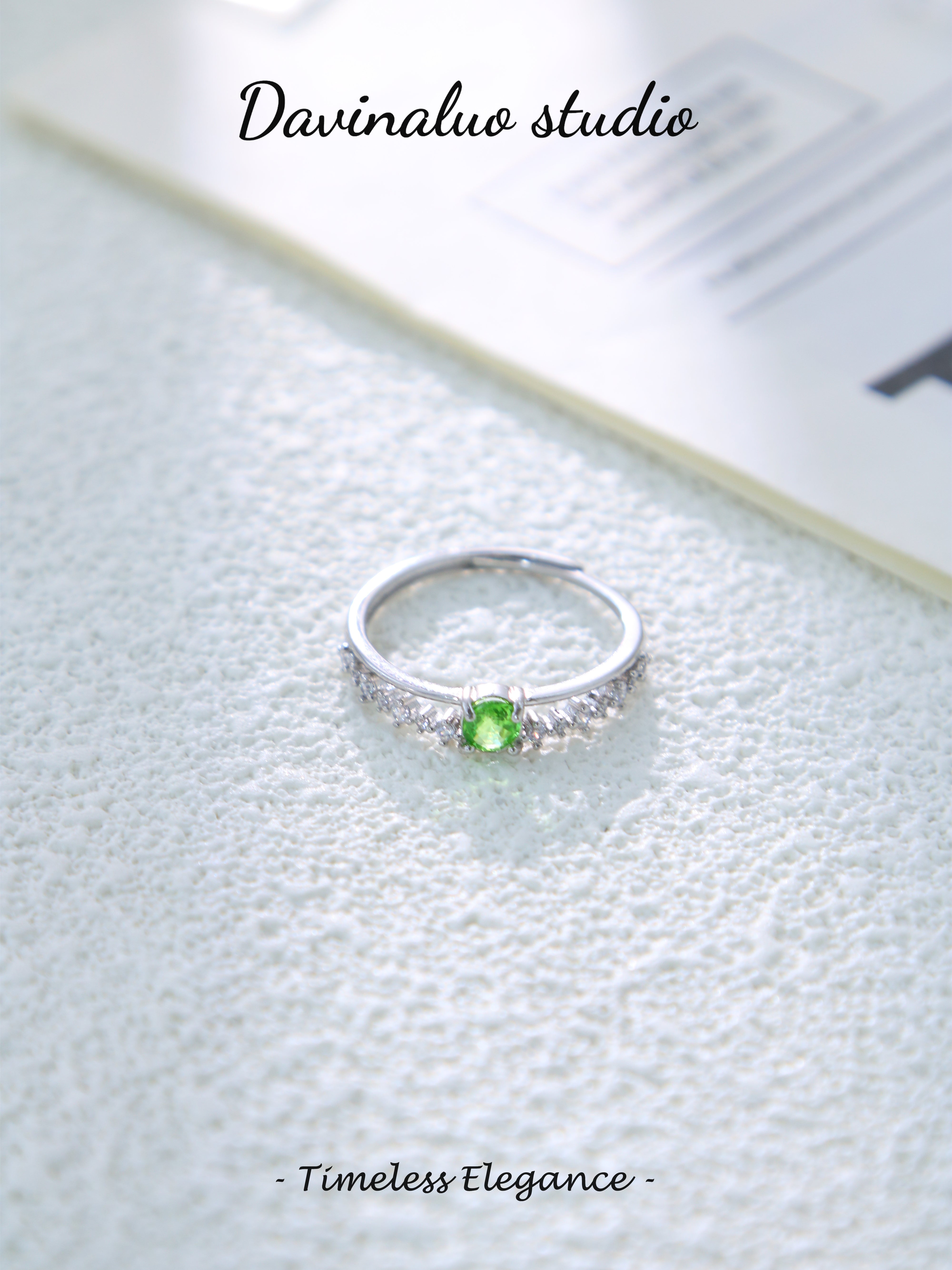 S925 Silver Simple Oval Cut Tsavorite Ring D0625008G