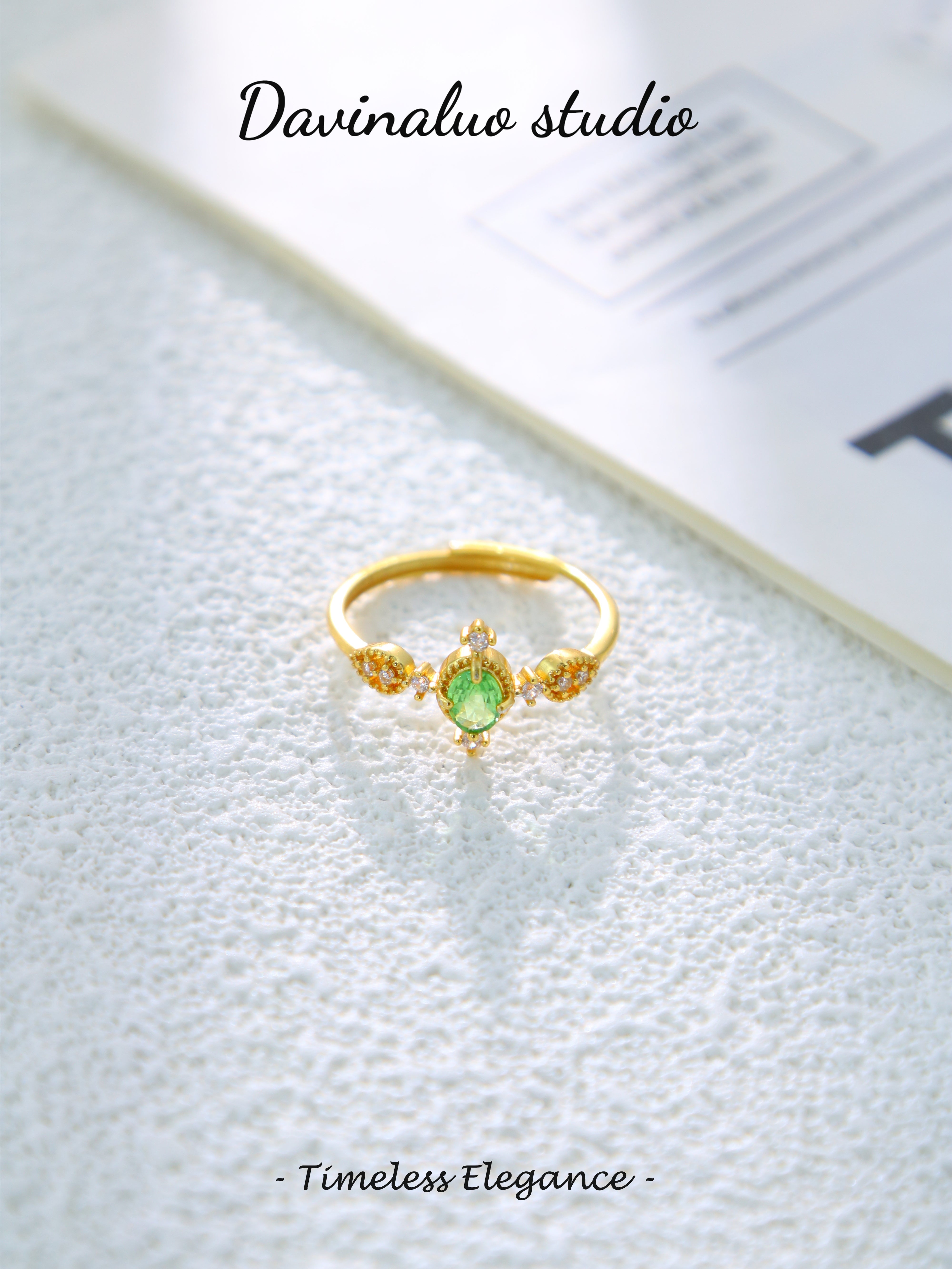 S925 Gold Simple oval-cut Tsavorite Ring D0625005G