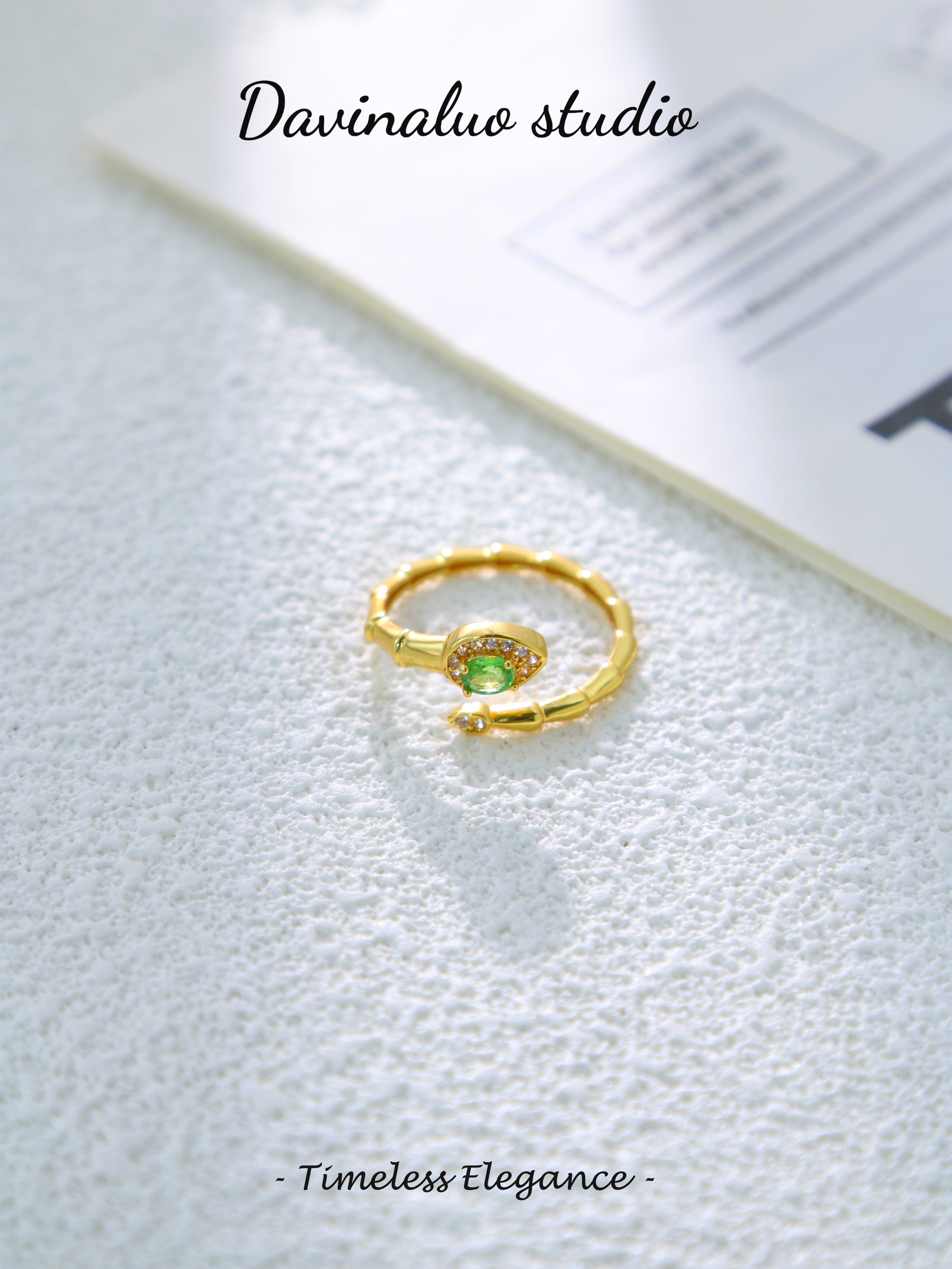 S925 Gold Simple Oval Cut Tsavorite Ring D0625012G