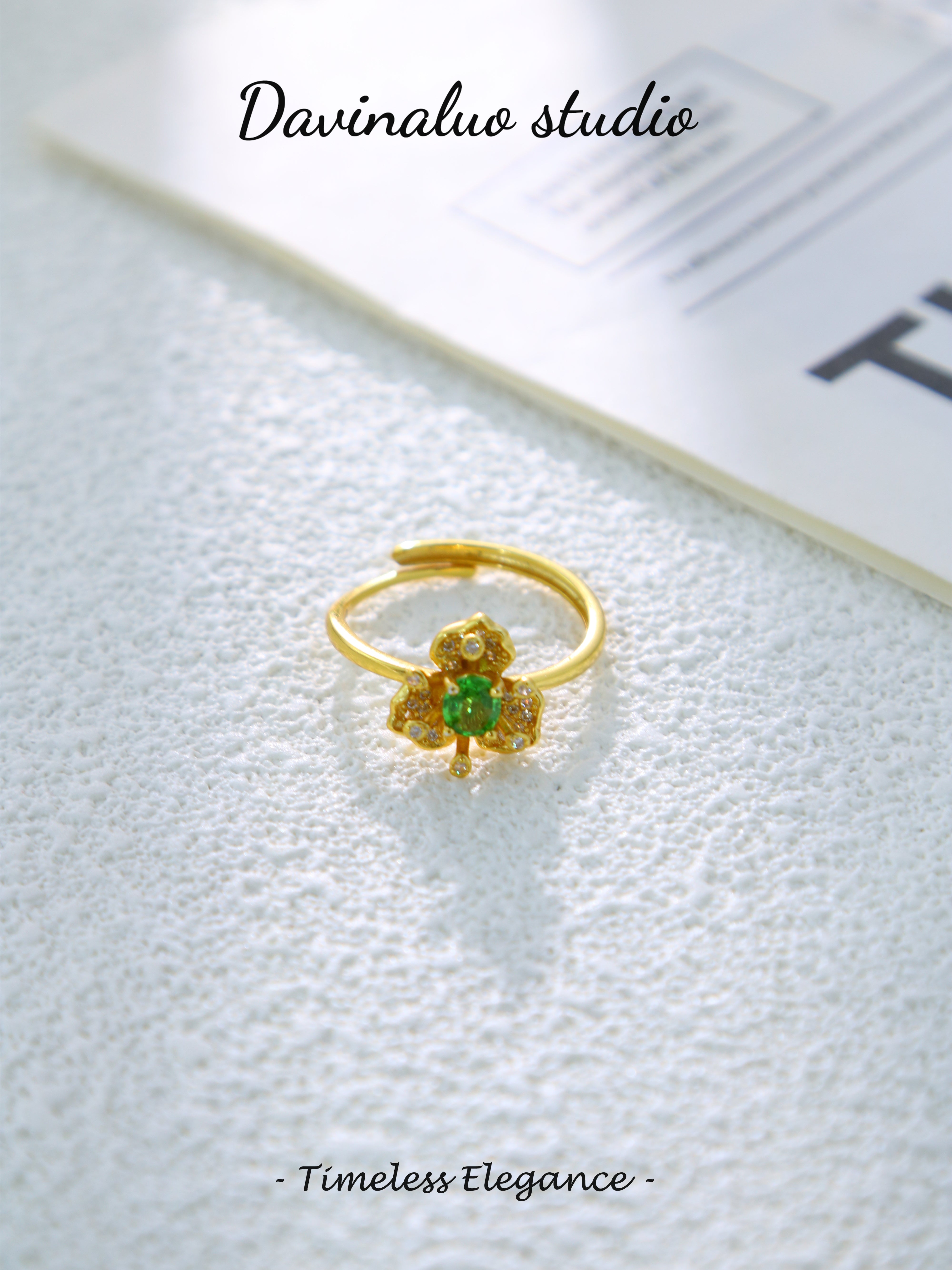 S925 Gold Simple oval-cut Tsavorite Ring D0625017G