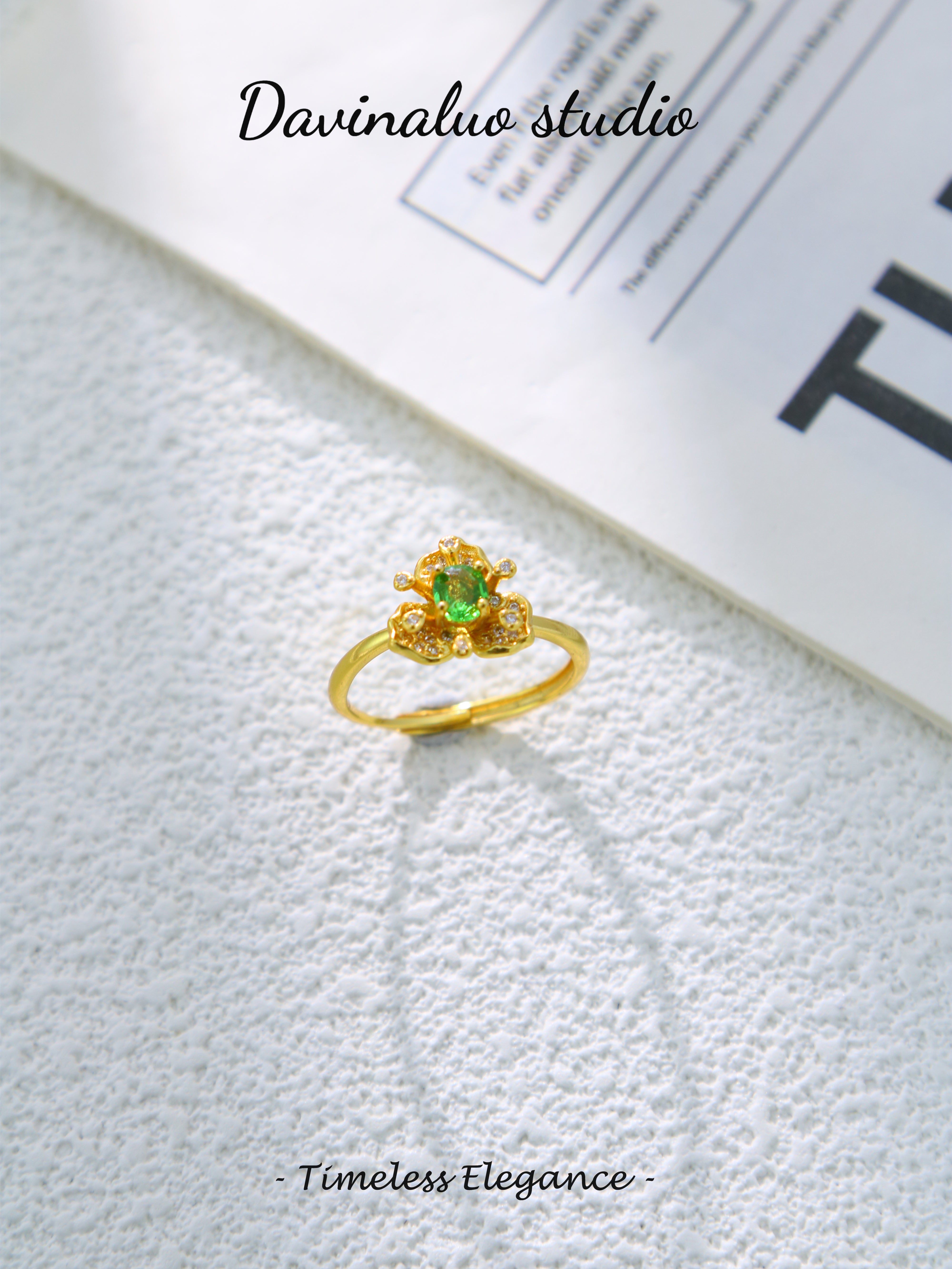 S925 Gold Simple oval-cut Tsavorite Ring D0625017G