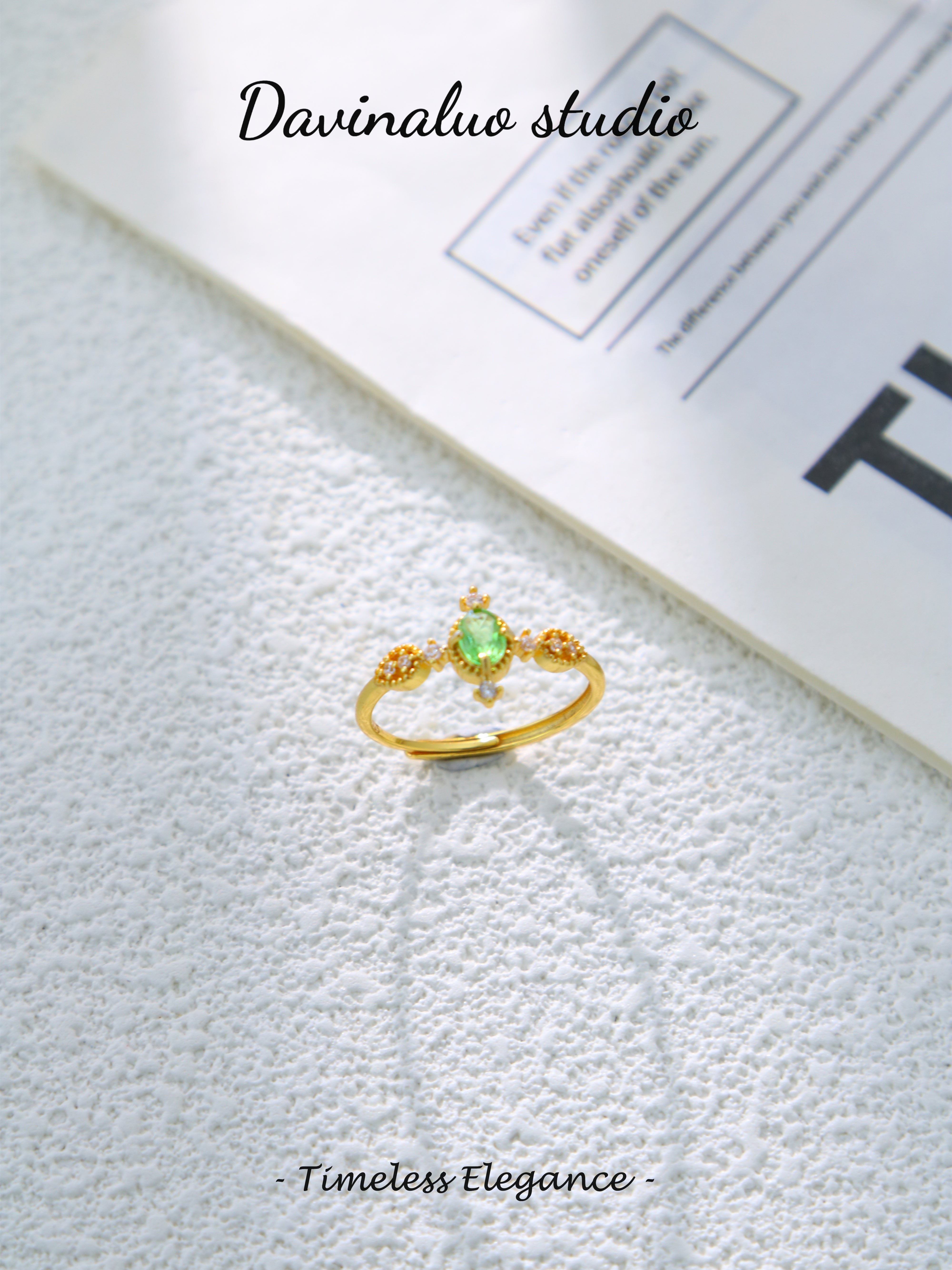 S925 Gold Simple oval-cut Tsavorite Ring D0625005G