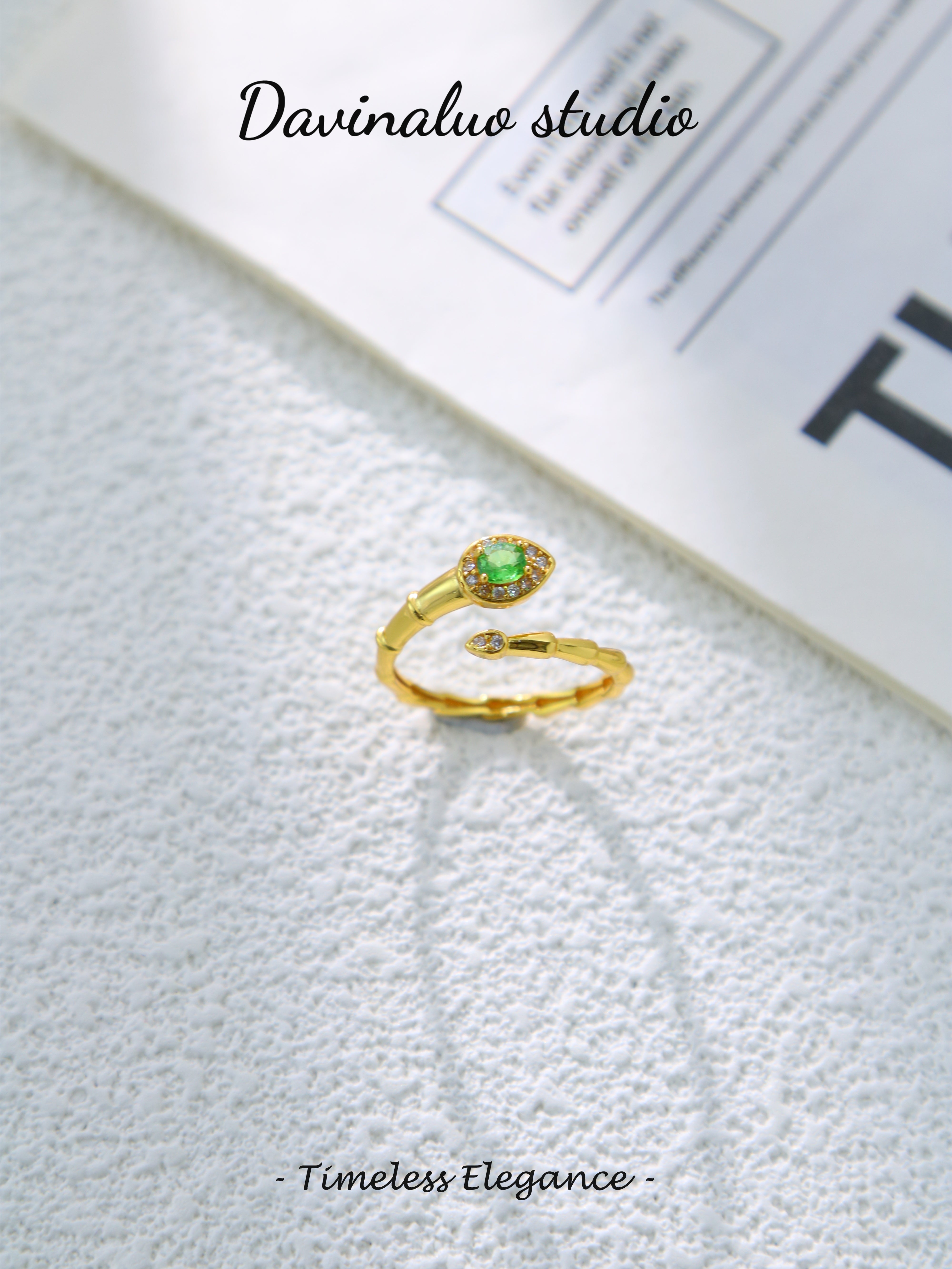 S925 Gold Simple Oval Cut Tsavorite Ring D0625012G