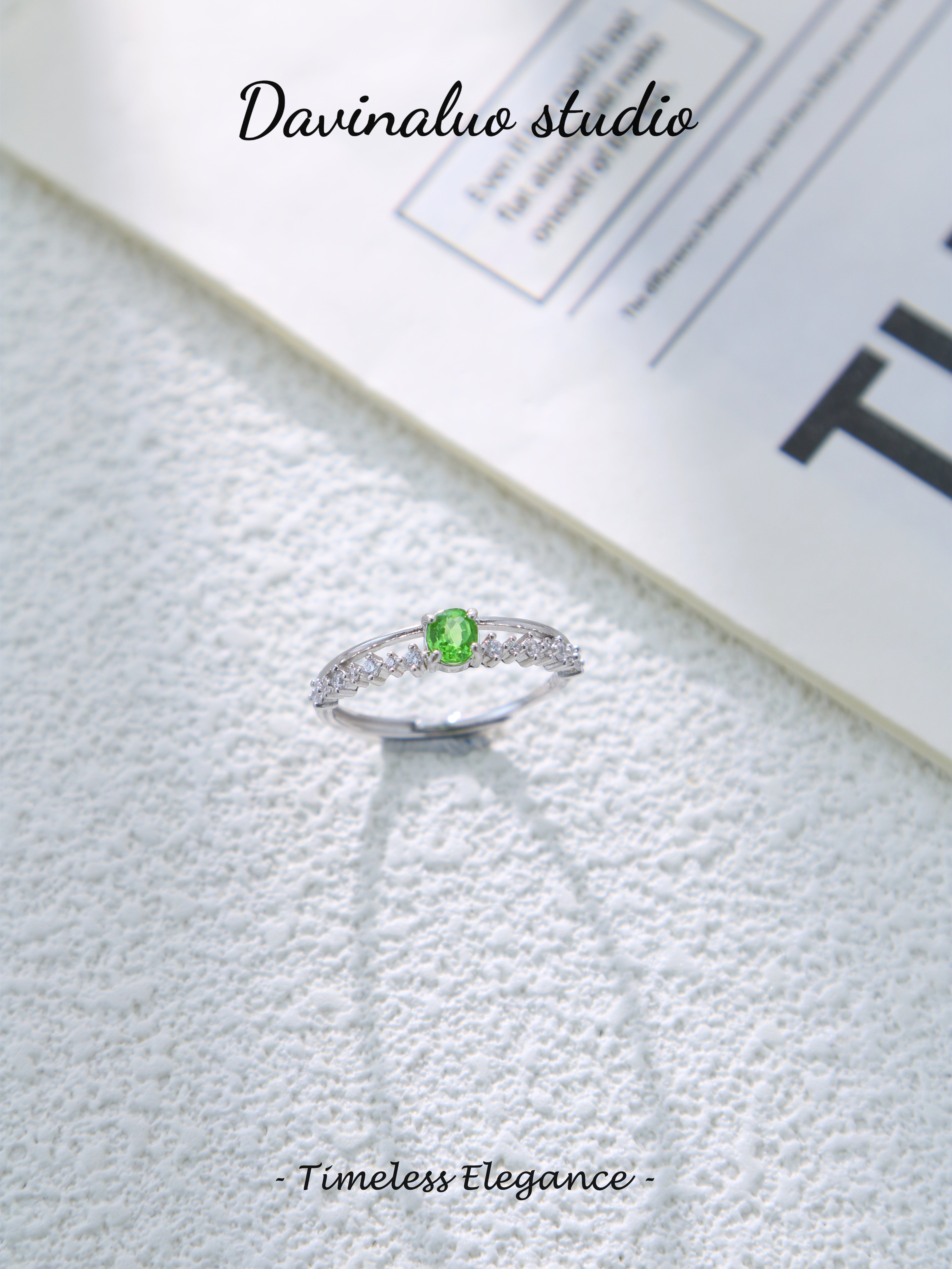 S925 Silver Simple Oval Cut Tsavorite Ring D0625008G