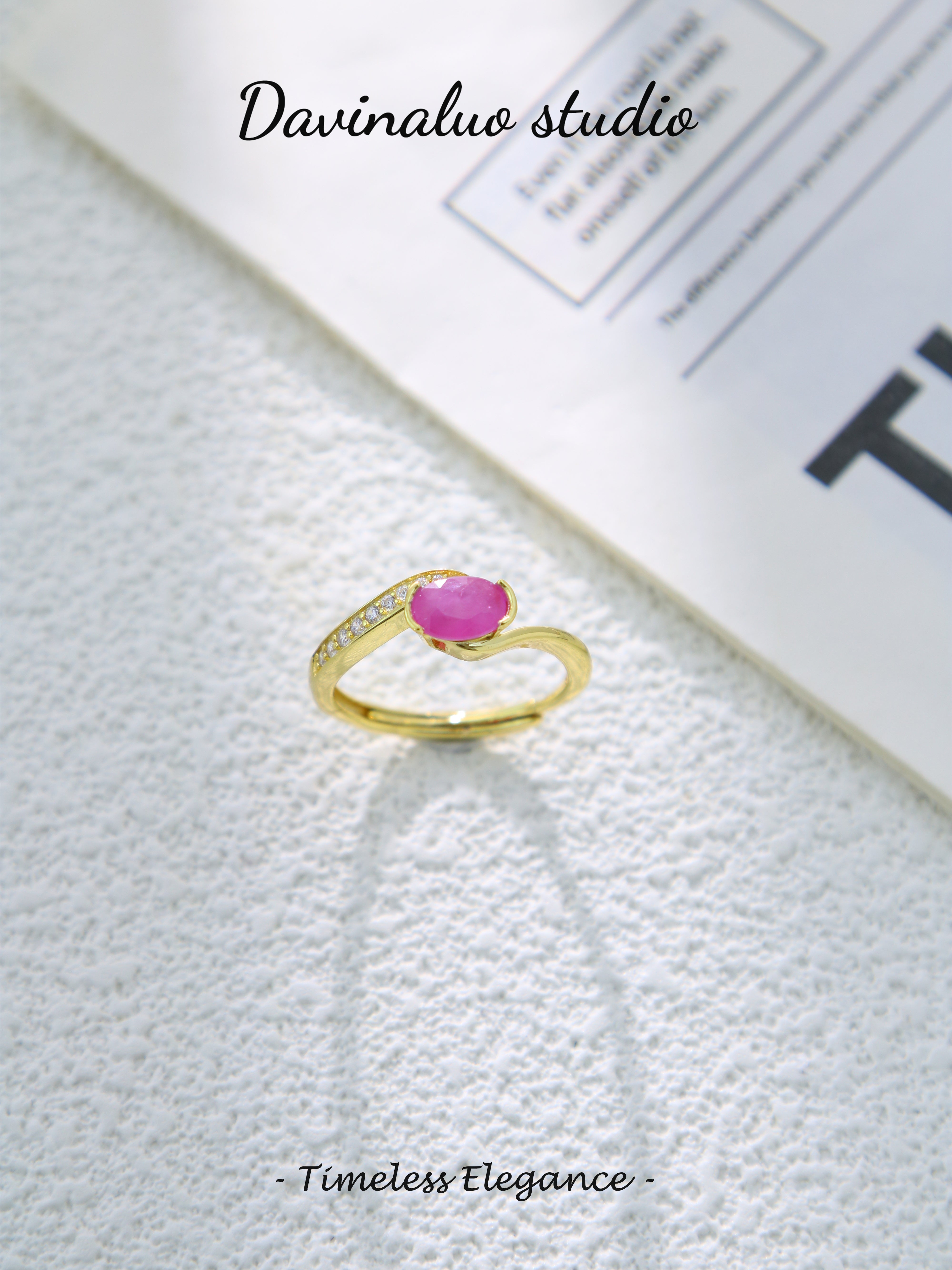 S925 Gold Classic Oval Cut Ruby Ring D0625050