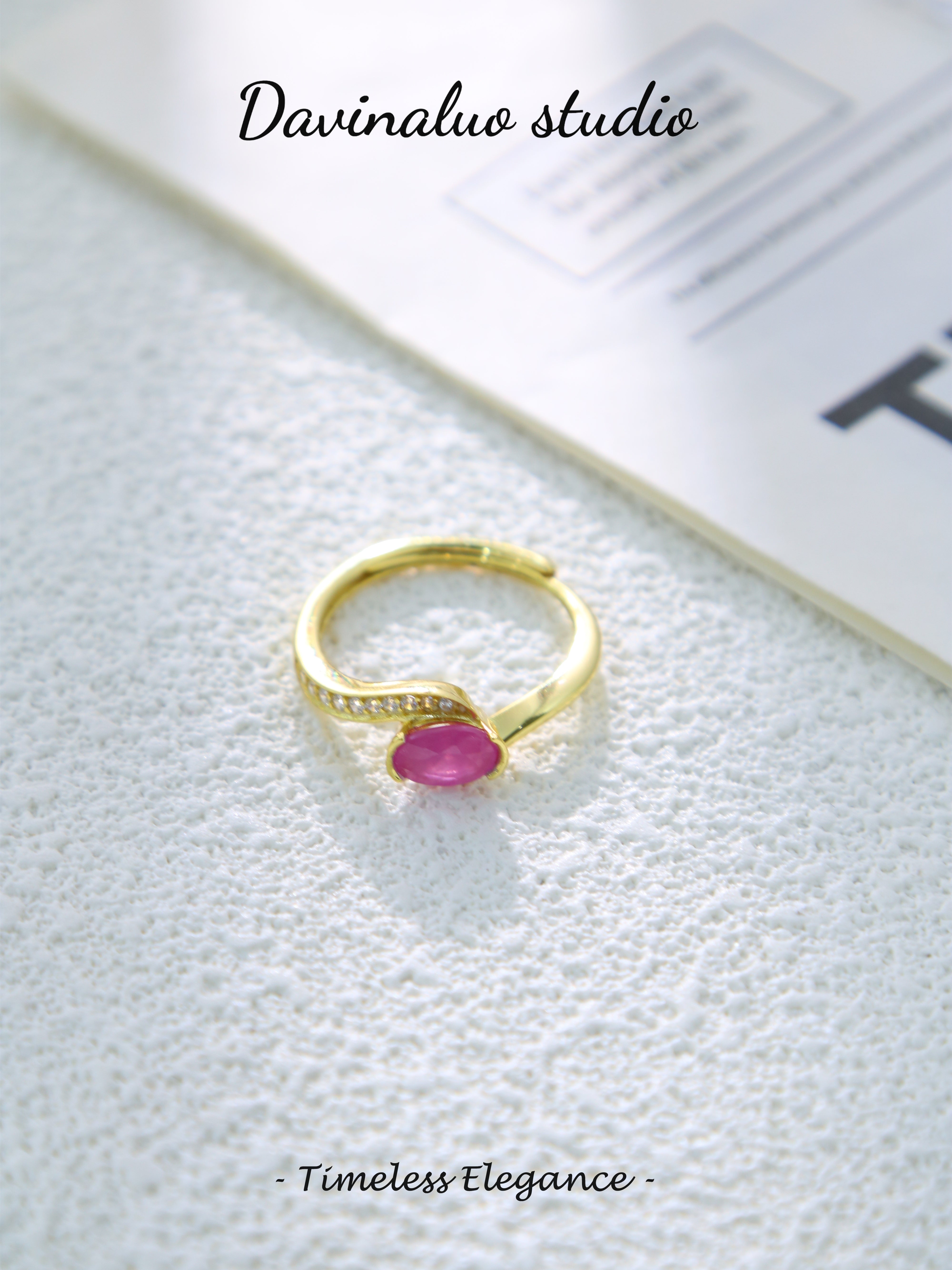 S925 Gold Classic Oval Cut Ruby Ring D0625050