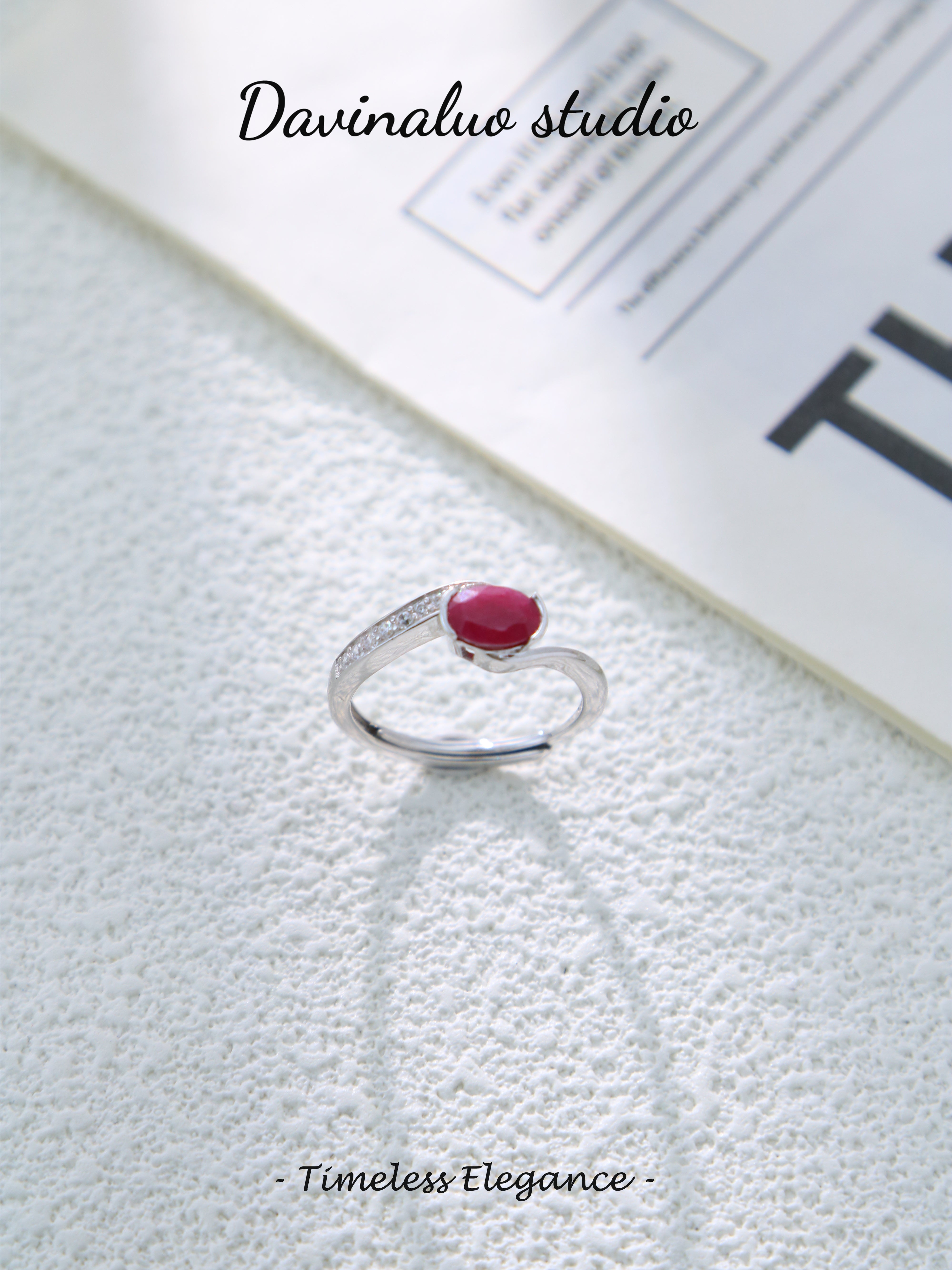 S925 Silver Classic Oval Cut Ruby Ring D0625063