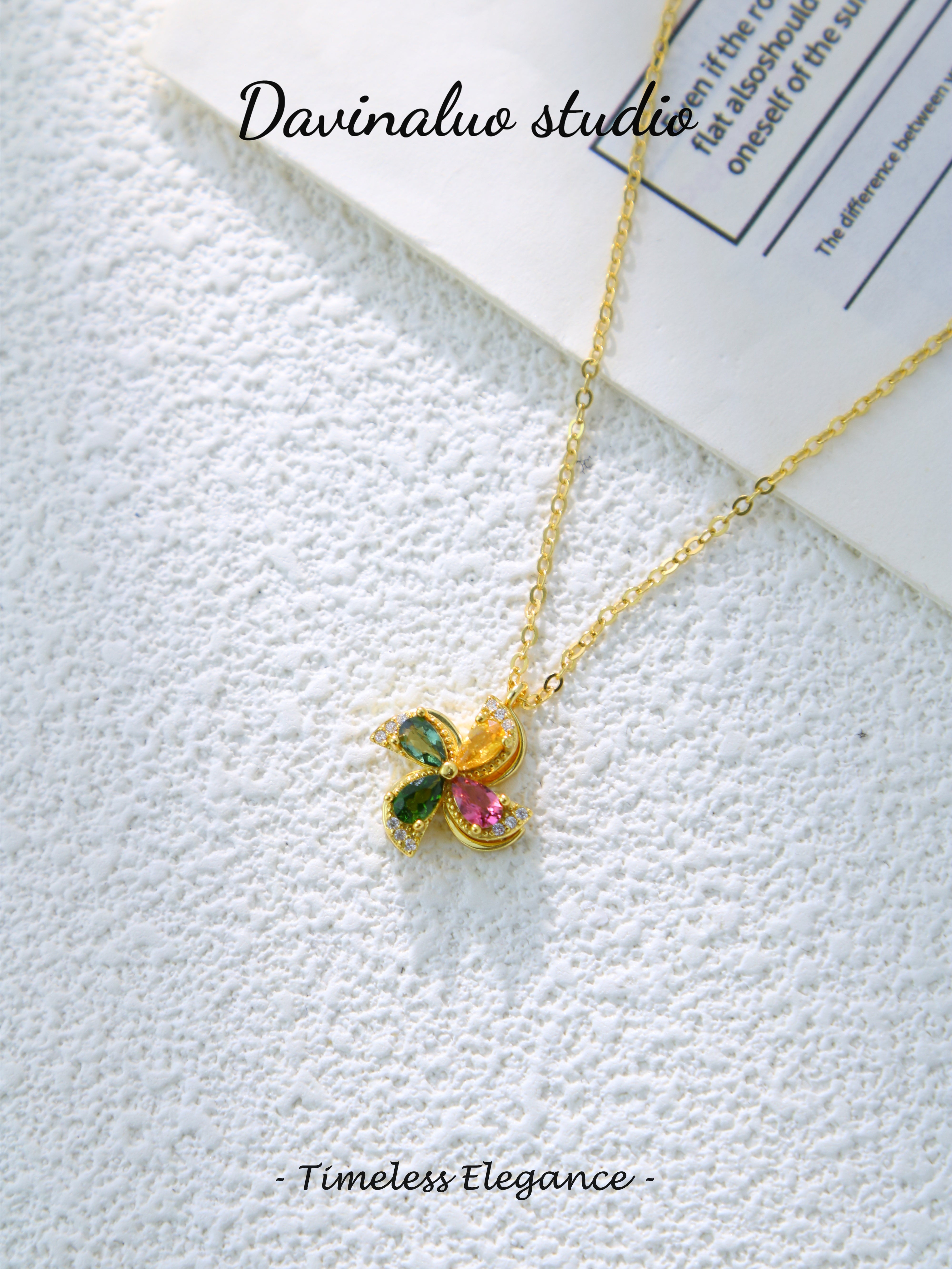 S925 Gold Classic Pear Cut Tourmaline Pendant D0630061